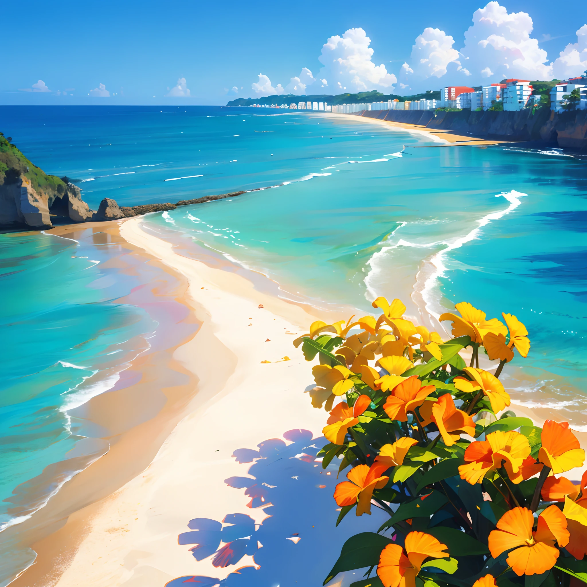 People are enjoying the beach and the water is very clear, praia em primeiro plano, 4 0 9 6, salvador, Rocha, cidade costeira tropical, in a beachfront environment, Malika Favre, Directed by: Felipe Seade, Directed by: CeFerí Olivé, Directed by: Nandor Soldier, Praia Varadero, Praia, dia ensolarado na praia