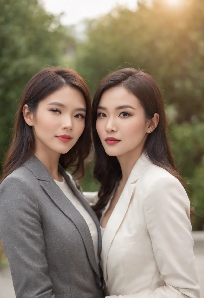 Two women in business attire posing for a photo - SeaArt AI