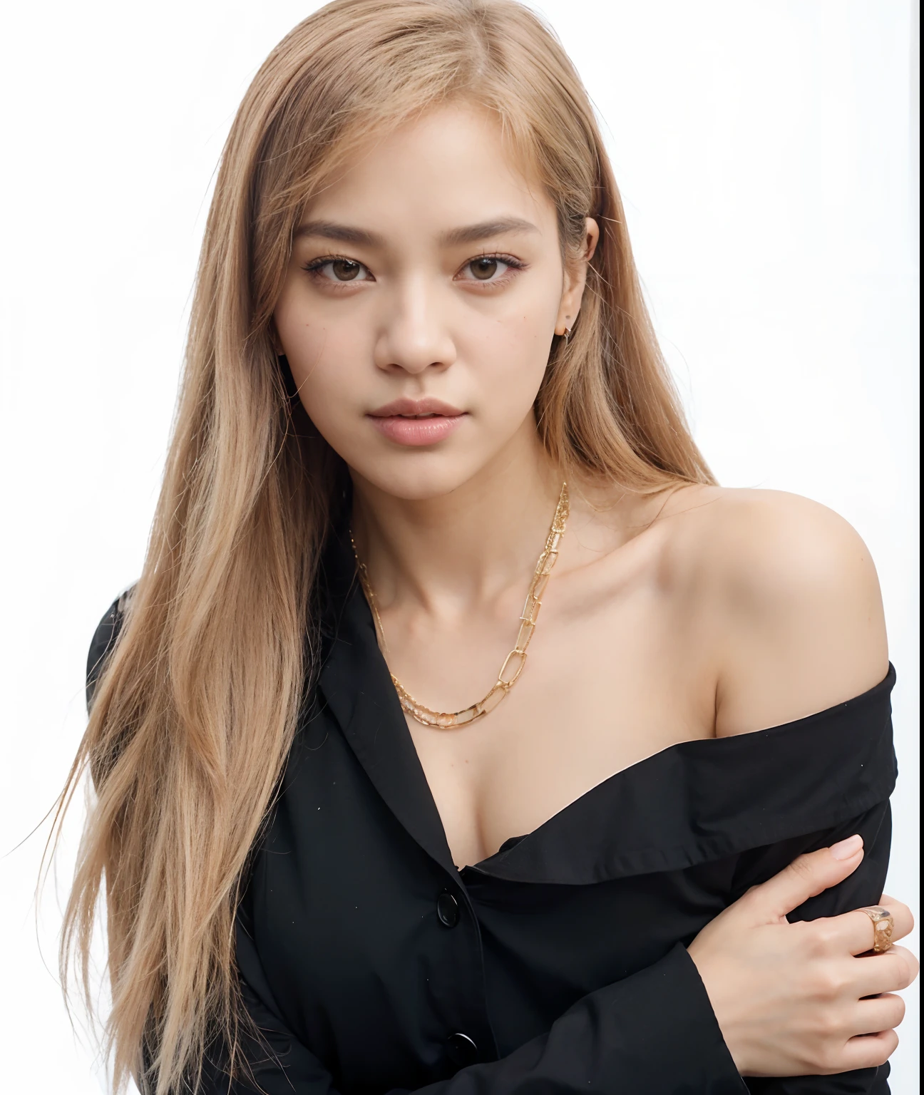 Araffe mulher com cabelo loiro longo usando um vestido preto, Parque Roseanne do Blackpink, Retrato de Jossi de Blackpink, jossi do rosa preto, Retrato Jisoo Blackpink, Lalisa Manoban do Blackpink, Lalisa Manobal, jisoo do rosa preto, Jisoo do Blackpink, jia, rosa preto, Dom Yunjoo, portrait of kpop idol, Portrait of female Korean idol