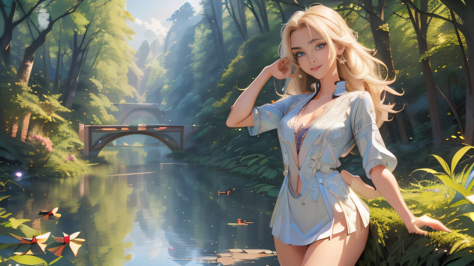 sfw, (Extremely detailed 8k wallpaper:2), (photo:2), (soigne Beautiful girl:2), (gives a lecture to friends:2), detailed (Face and eyes), (hyper realistic:1), (highly detailed:1), (epic realistic:1), rim light, (maximum details:1), cozy, (fullbody:1.3), (looking at viewer:2), (Woman's Attractive Qualities:2), (Attractive Woman:2), (Attractive:2), Smile, Intelligence, Empathy, Gracefulness, Sense of Style, Fitness, Grooming, Optimism, (Sensitivity:2), Sincerity, Romantic Gestures, Playfulness, Fashion Sense, (Sensuality:2), Charm, Modesty, Thoughtfulness, (Femininity:1), Flirtatiousness, Warmth, (Physical attractiveness:2), A beautiful smile, A love of life, strength and power, vulnerability, curiosity, wonder, love, (nature background:2), kawaii, waifu, Beautiful breasts, (attractive body:2), (Beautiful body:2), Beautiful pose, attractive pose, (Beautiful legs:1.0), (spread legs:1.0), (Beautiful clothes:1), (classic clothes:2), (elegant clothes:2), (European clothes:2), detailed clothes, (skirt:1), (blouse:1), (provocative pose)