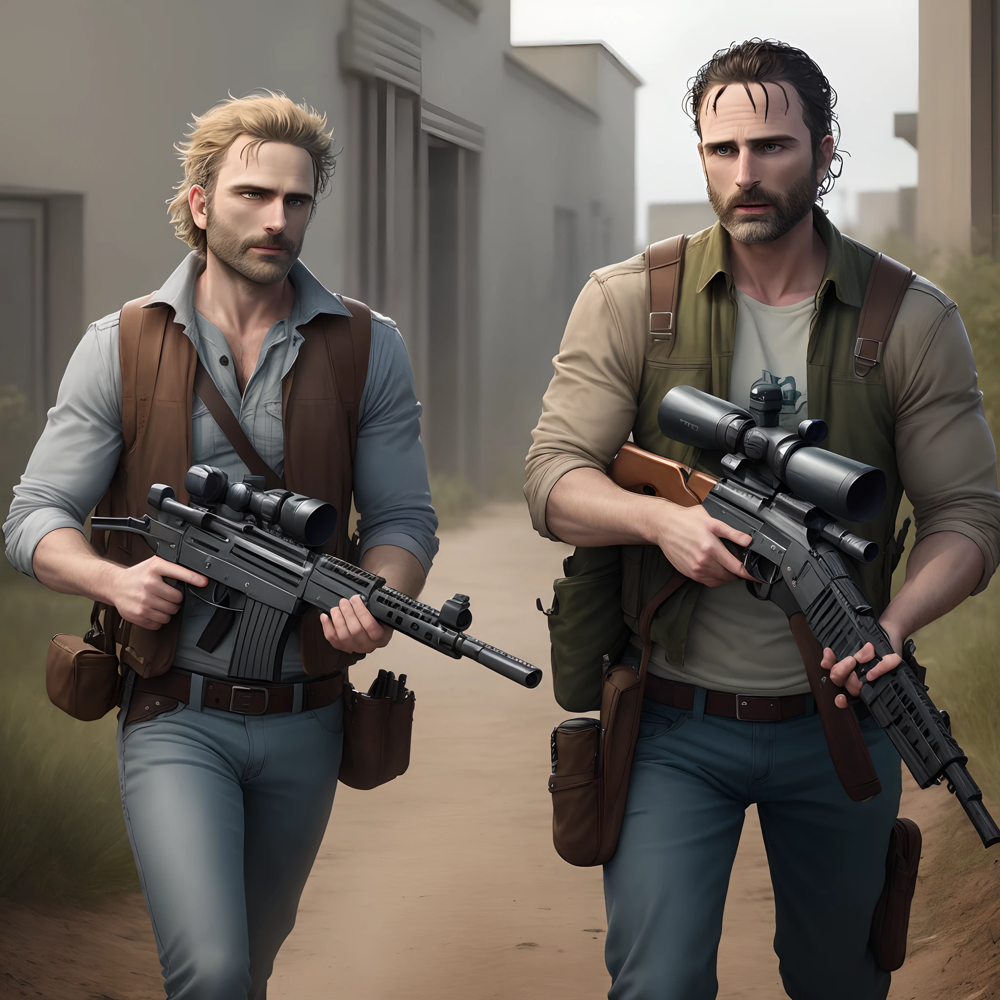 rick grimes and rick sanchez in a gun fight