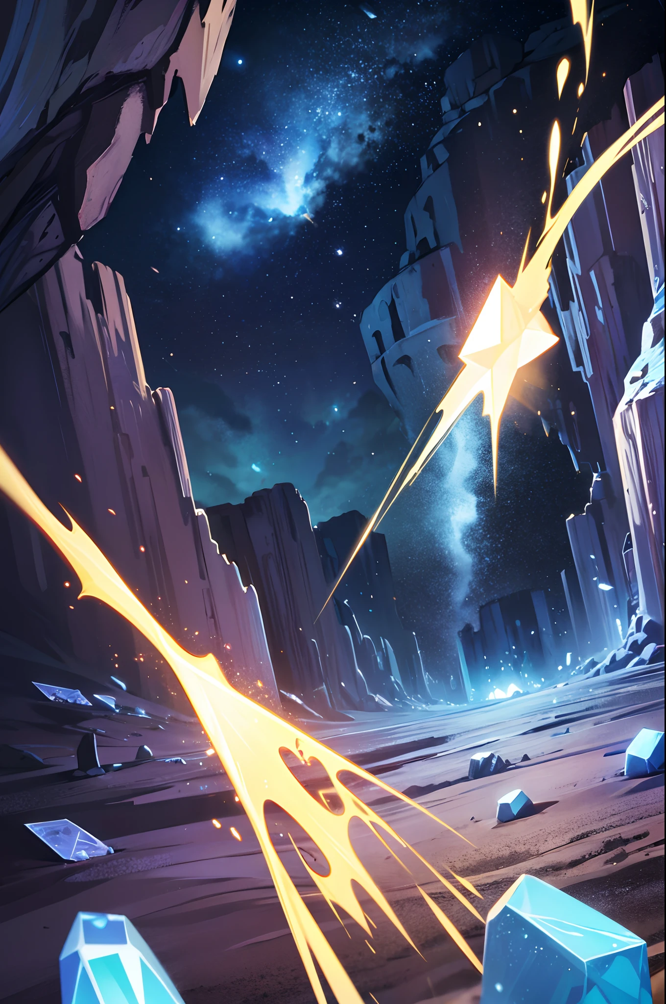 a background with a magical cave full of minerals