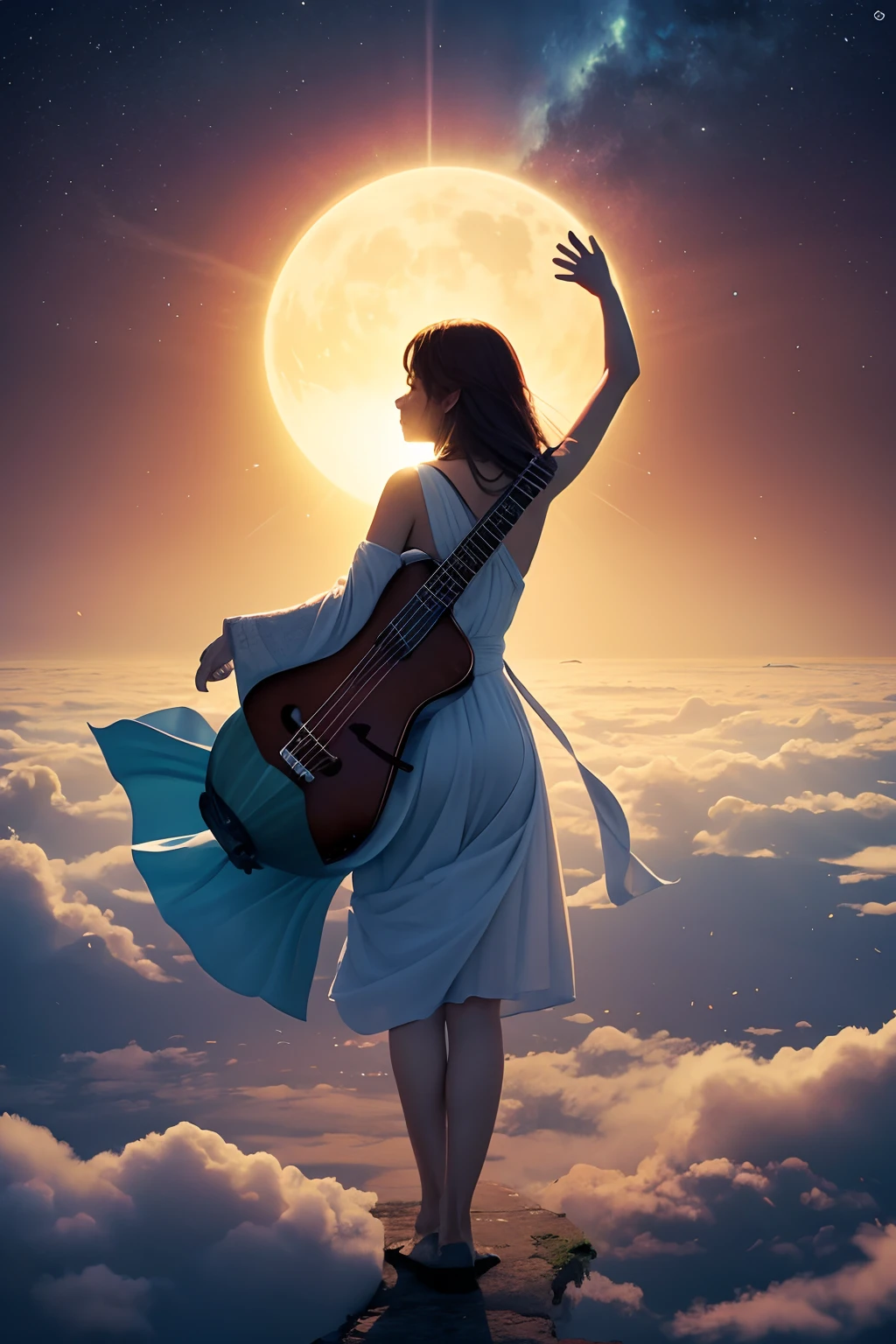 The sound of the note that fills the space. Tem de ser leve, de flutuar, Beyond skies and suns