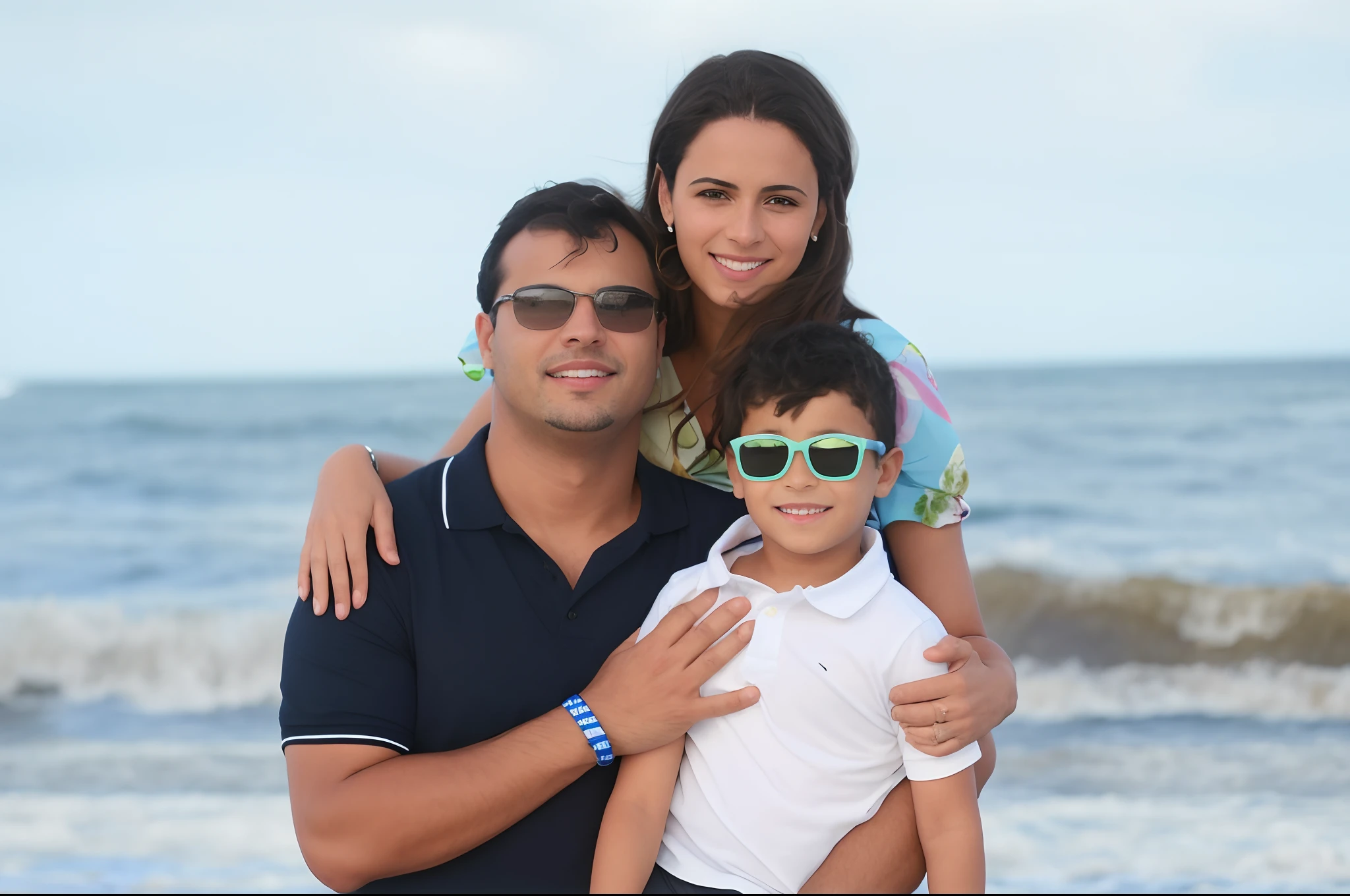 There's a man and a woman holding a child on the beach, imagem de perfil, marido esposa e filho, Directed by: Nandor Soldier, Happy family, foto do perfil, caio santos, Alex Flores, Directed by: Luis Miranda, Cristiano Orrillo, imagem do avatar, cerca de 3 5 anos, fami, daniel mirante, na praia, standing near the beach