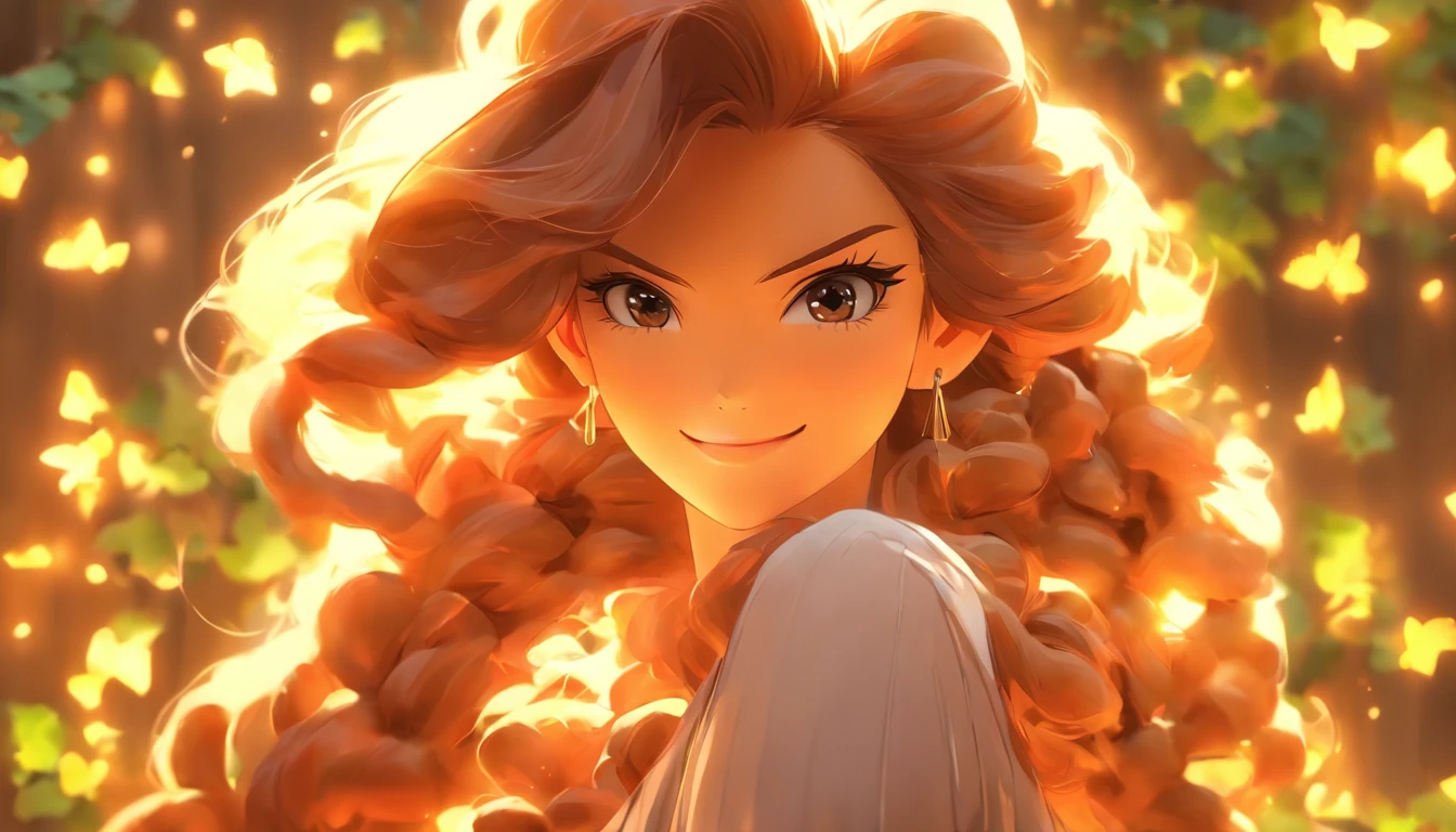 a girl named Ivy, as described, has been created. She is portrayed with chestnut brown, silky long hair styled simply and elegantly. Her face features a gentle smile, conveying warmth and approachability. Her attire blends professional and stylish elements, reflecting both her business savvy and feminine charm.