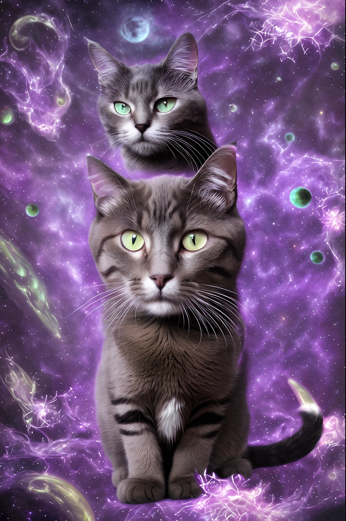 Cat alien purple world