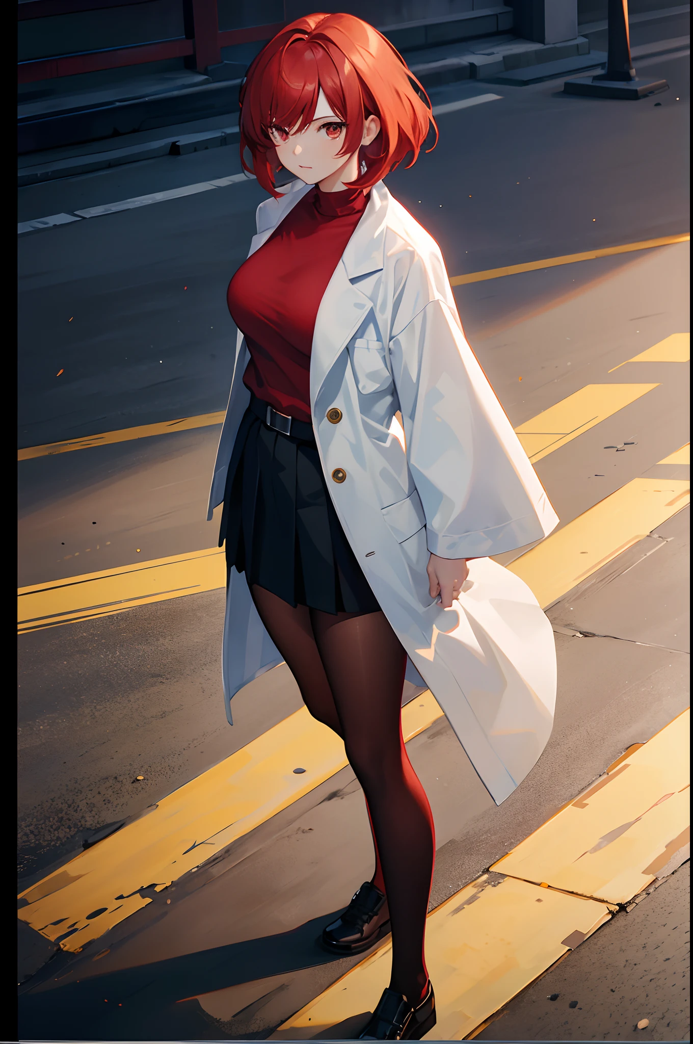 (masterpiece:1.4)、(highest quality:1.4)、ultra high resolution、beautiful features、A little anime style、20 year old woman、blonde short bob、earrings、long coat、long sleeve graphic hoodie、hole trousers、(huge breasts:1.2)、red face、smile、Stand against the wall、Alley、Graphic Arts、paint graffiti on the wall