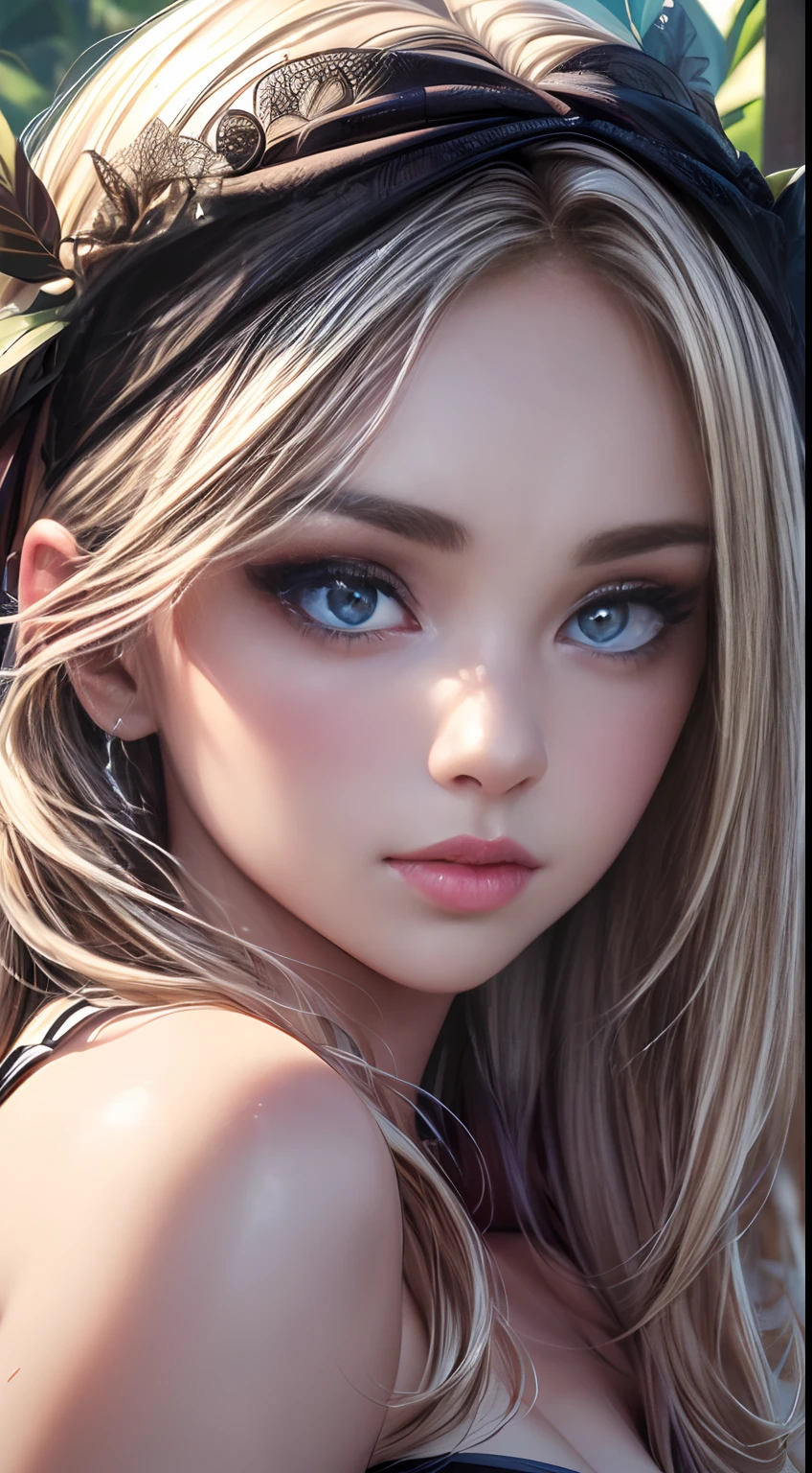 (Best quality,4K,8K,A high resolution,Masterpiece:1.2),Ultra-detailed,(Realistic,Photorealistic,photo-realistic:1.37),sportrait,Beautiful detailed eyes,beautiful detailed lips,Extremely detailed eyes and face,long eyelasher,Bandeau,Ultra shorts,Pretty girl