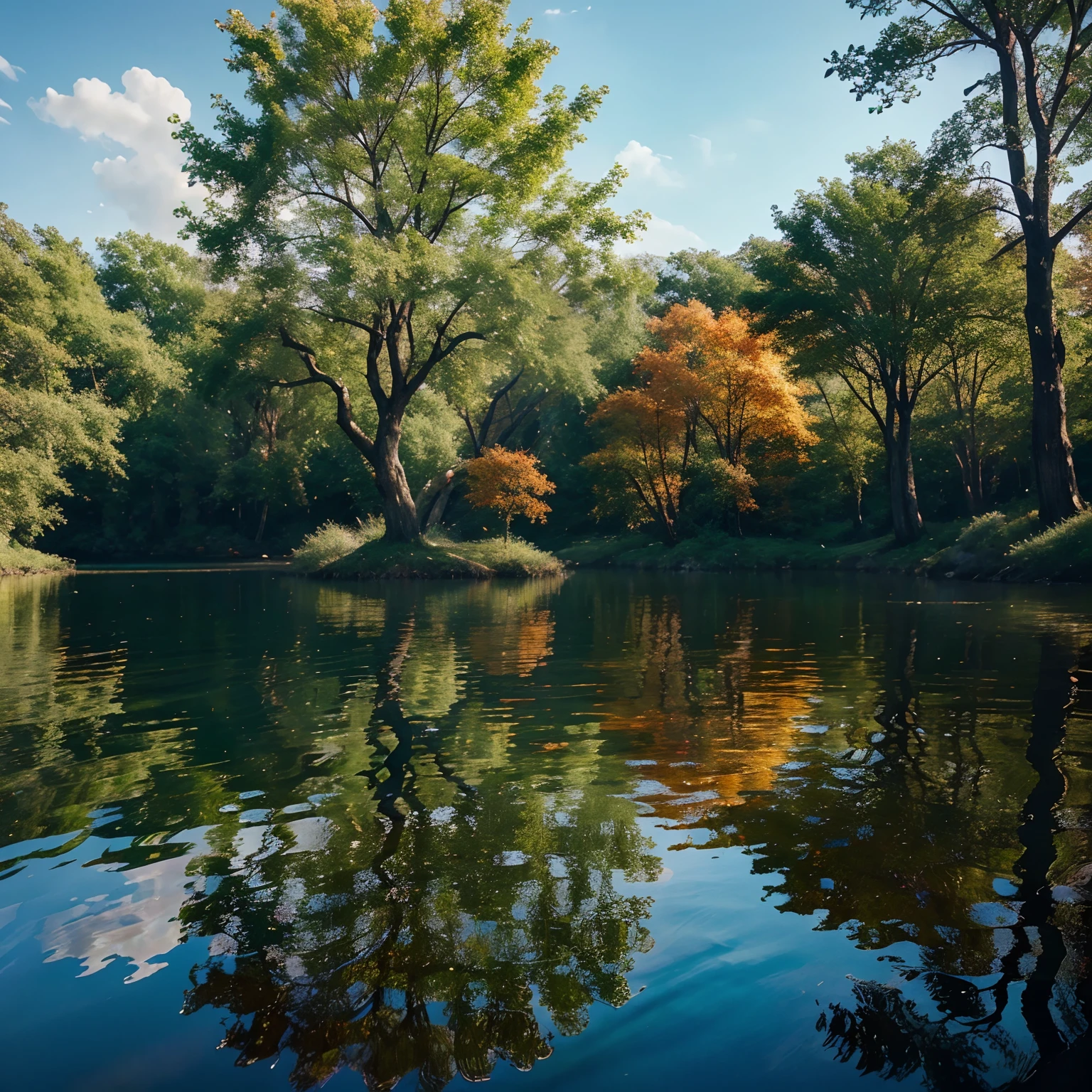 The prompt: "tree of life, fire meeting water, vibrant colors, realistic details, glowing sunlight, nature, reflection, tranquility, mystical atmosphere, surreal, vivid green leaves, fiery orange flames, cool blue water, shimmering surface, magical ambiance, harmony between elements, enchanting."
Please remember that the prompt should not be explained or contain any sentences. Keep the tags concise and in the order of importance.