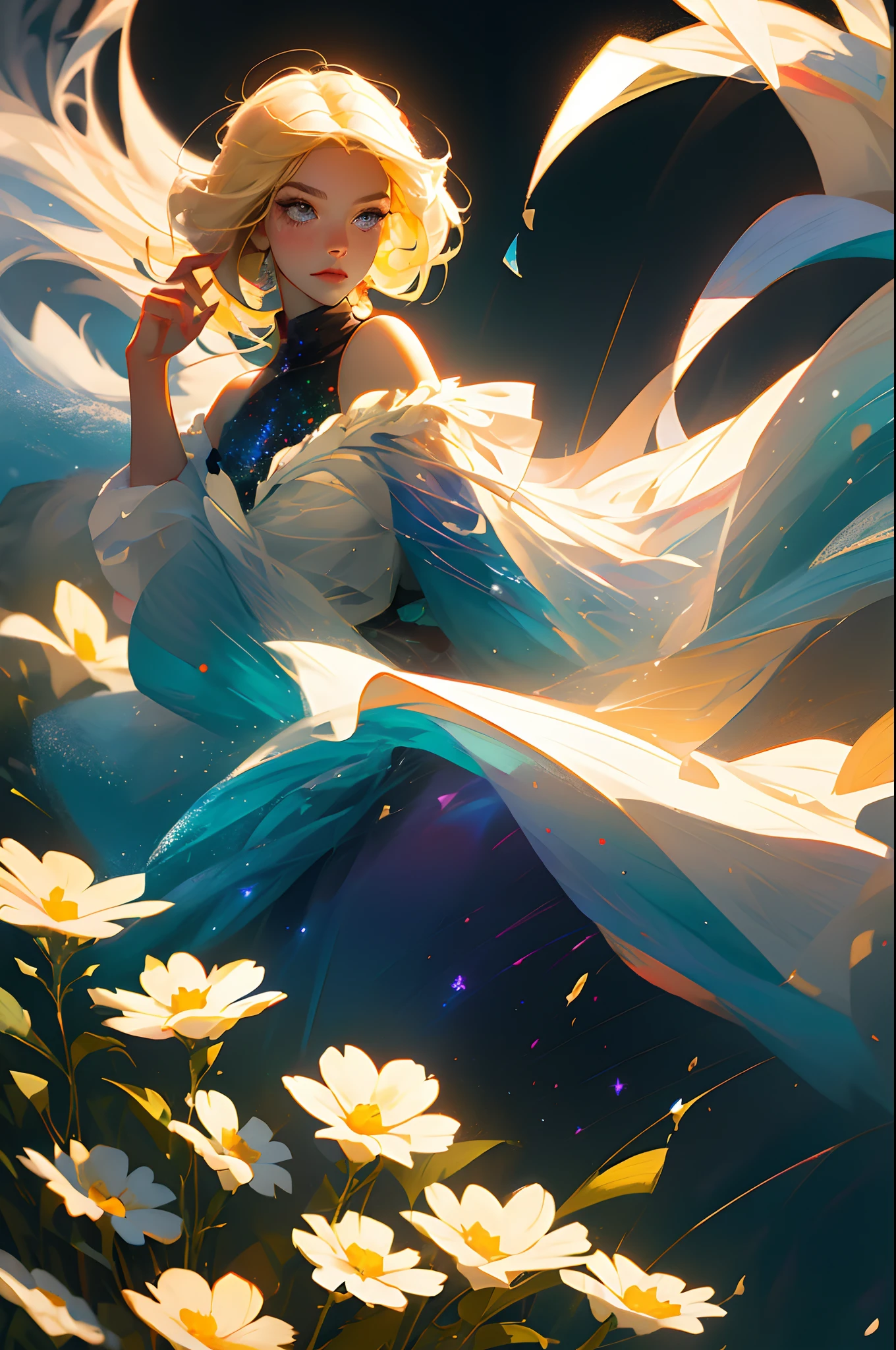 (anime big breast:1.2,starrysky:1.3,the ocean:1.3, Lori huge breasts cleavage:1.1,greyt hair:1.1,Best Picture Quality,Best light and shadow,extreme hight detail,high saturated,ultra HD wallpaper,Characters with exotic flair,Romantic and mysterious background)