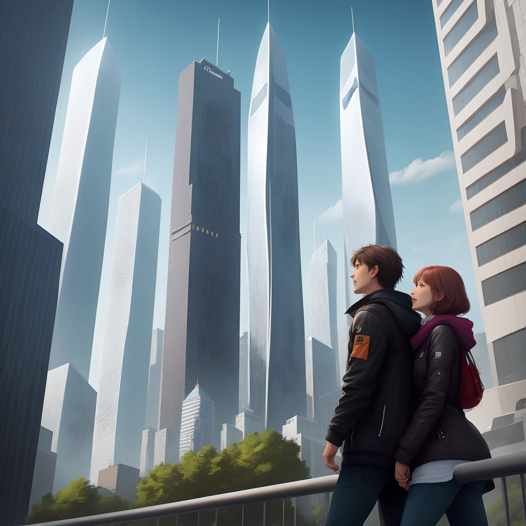 Hide the phrase “your mom” in a futuristic skyscraper city
