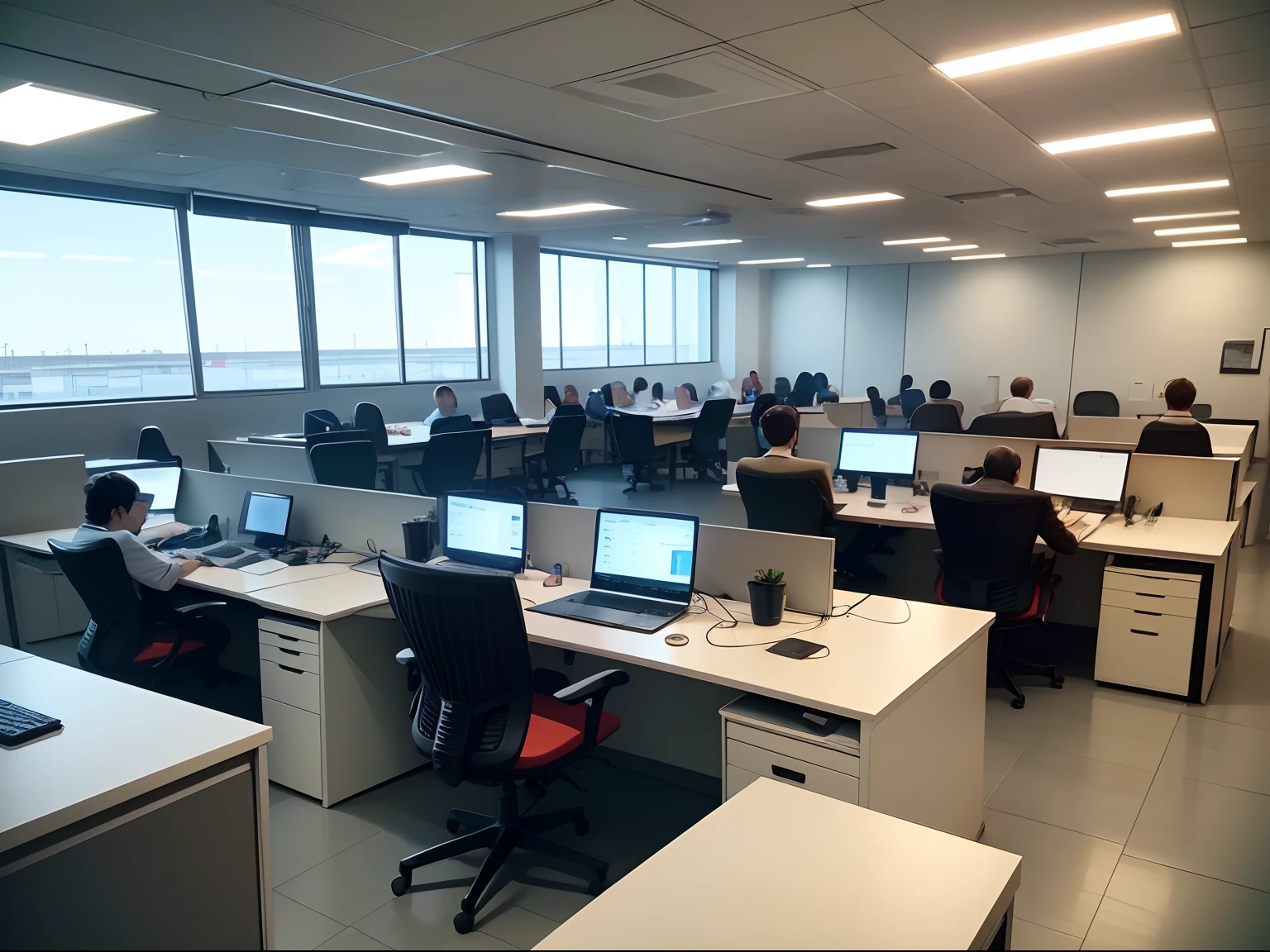 it-отдел, office with employees, sitting at computers, Men working at computers