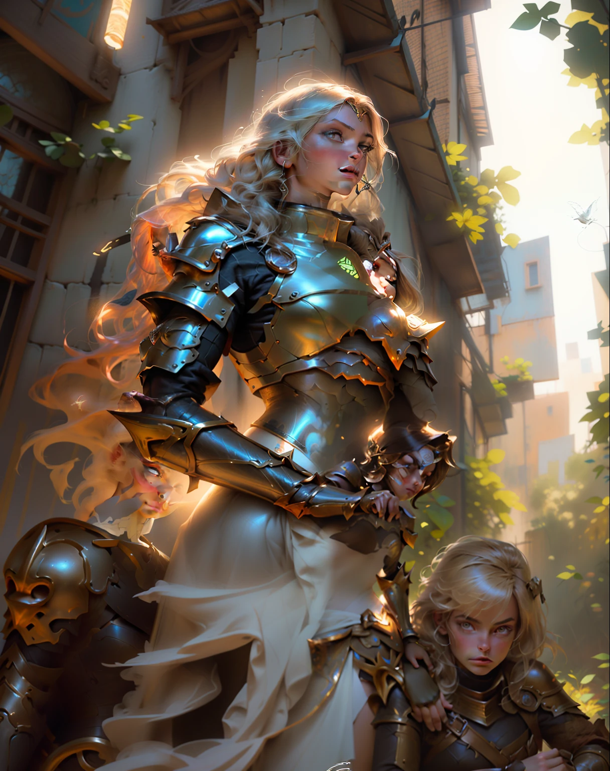 uma pintura de uma mulher de armadura, cabelos prata, picture of female paladin, Retrato do Paladino Feminino, gorgeous female paladin, female paladin, Graphic artist Magali Villeneuve, Magali Villeneuve», vestido com armadura leve, fantasia paladin mulher, de uma bela cavaleiro feminina, cavaleiro feminino, retrato cavaleiro feminino, epic exquisite character art