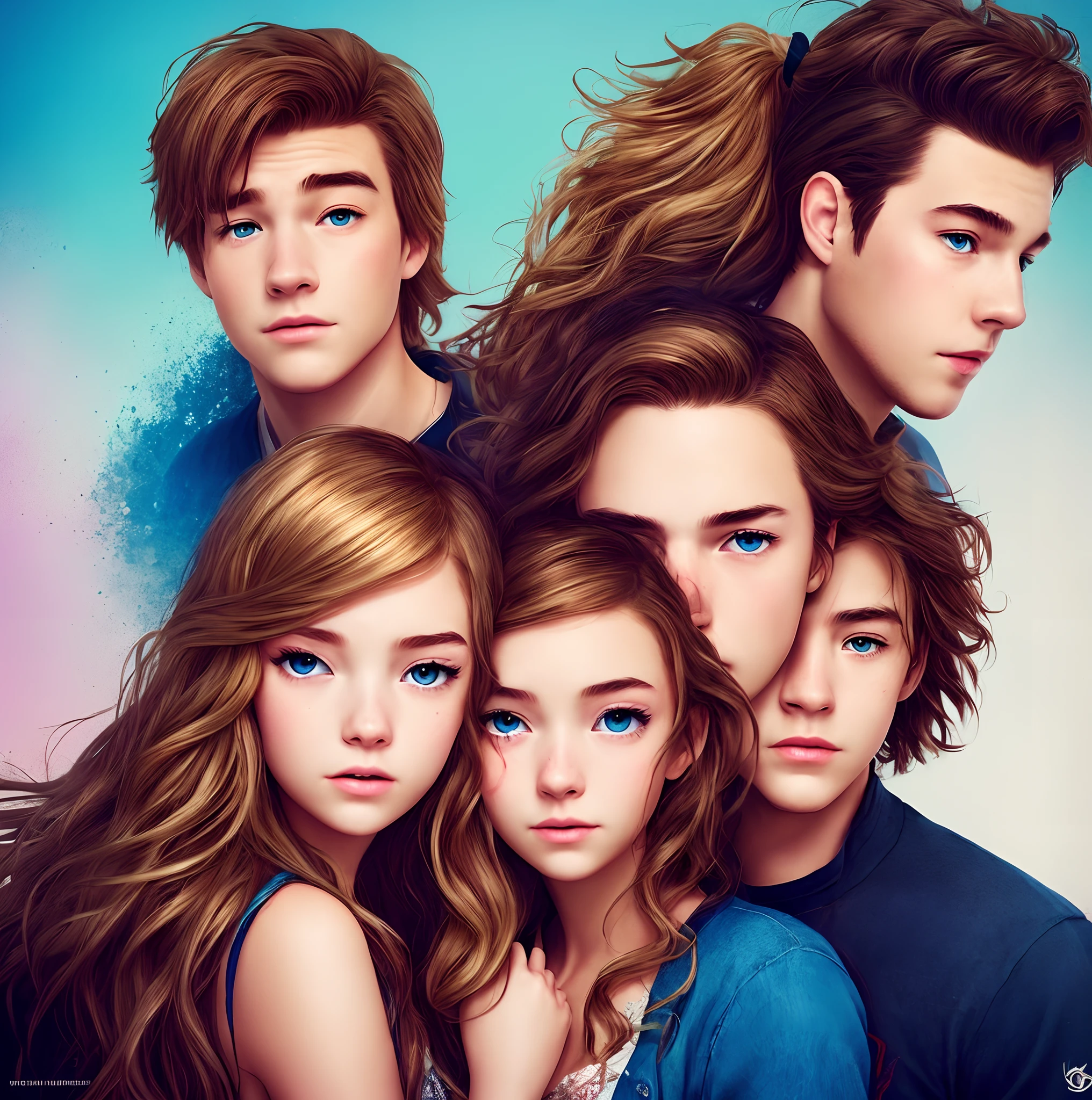 create Disney Pixar inspired movie posters. With the title kaydance and Noah The main focus is 2 s in love the female is a dirty blonde with blue eyes and the male is brown hair and brown eyes with a beard