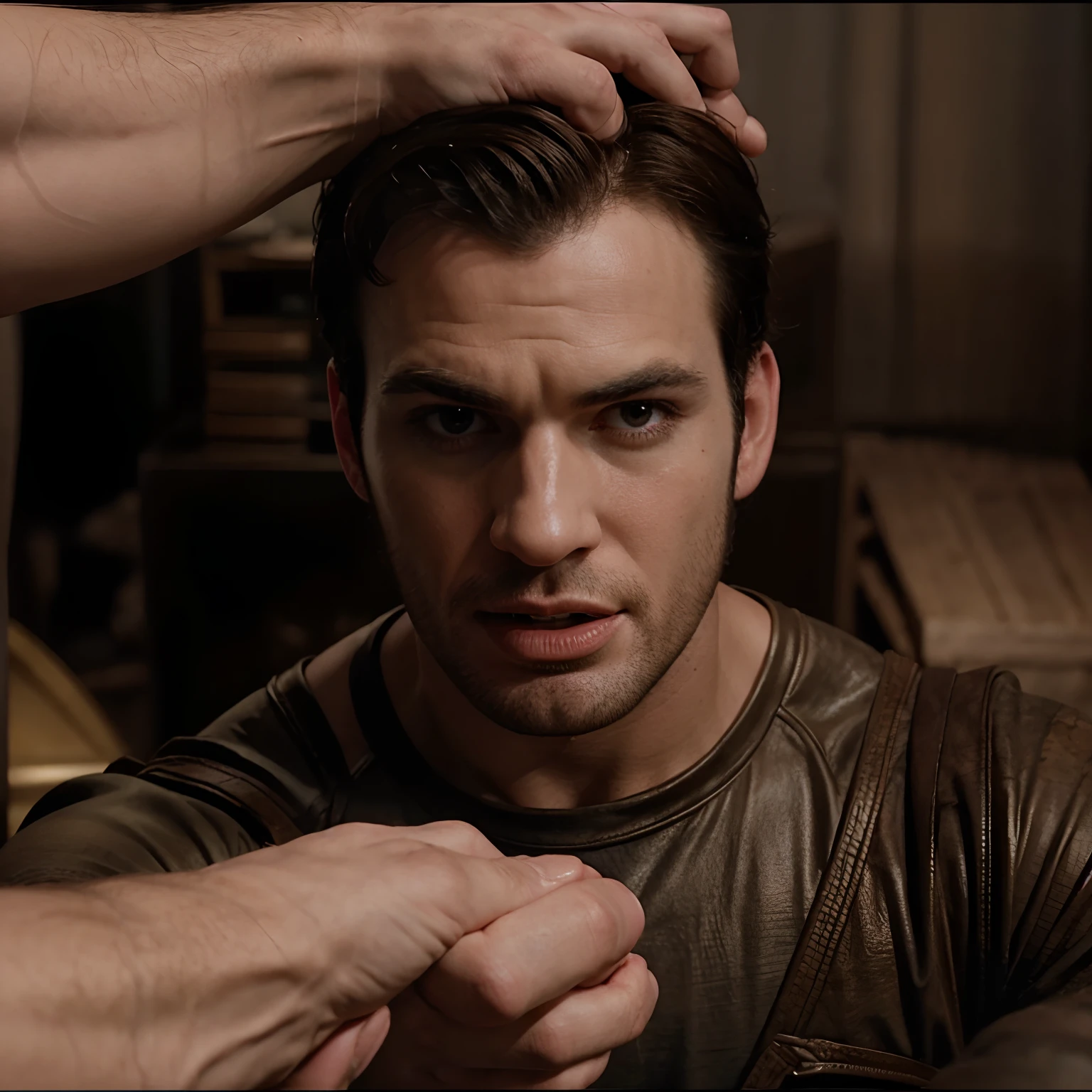 Poderia criar uma imagem do henry cavil chupando o penis do chris evans