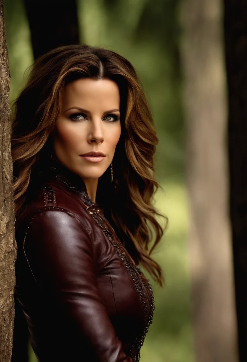 (masterpiece, best quality), Kate Beckinsale, Beautiful face, leather, braided hair, collar, boots,