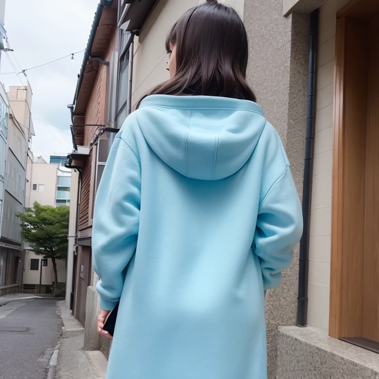 Yoshiko Akishino、Winter clothes、blue-sky、Rear view、onepiece