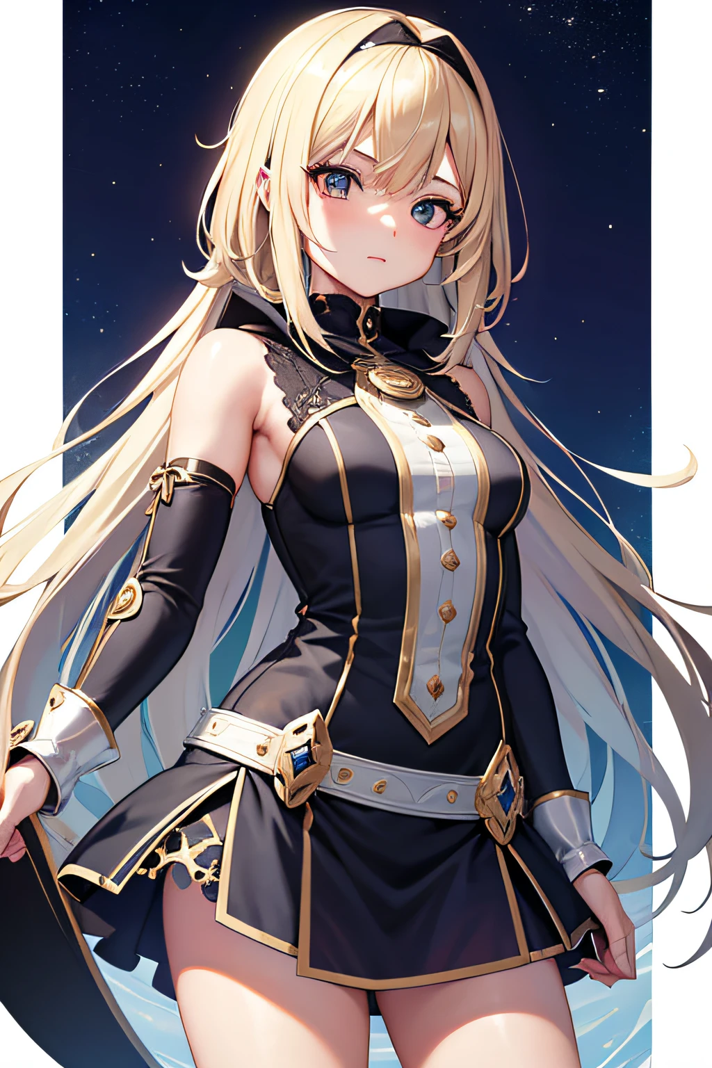 Chica adulta de anime de grandes pechos con pelo largo y rosad , con armadura, ojos color ambar y sosteniendo un arco en sus manos con una mirada miedosa, arte de anime digital, Fantasia