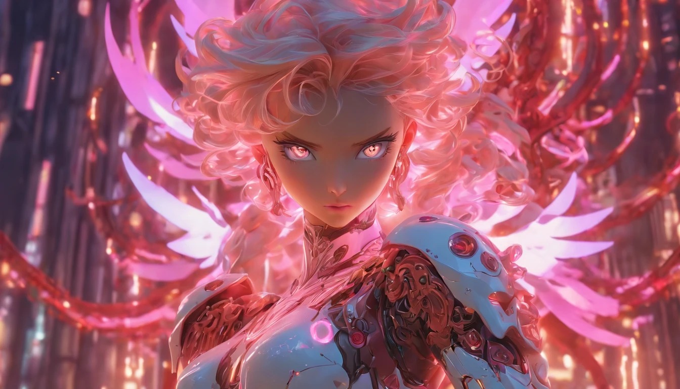 (Full body shot:1.4),(Wide angle shot) (longshot: 1.3), (Intricate details:1.4), (masutepiece) , ((anime robots, Beautiful white skin doll, Angel, 1girll, Magic)), (Perfect aesthetic eye:1.3) , (Detailed eyes) , (Halo) , (Eldon Ring:1.4), (Wings:1.3), blazing, twin-tail hair, multicolored hair, (Anatomically correct body:1.4) , angry, (Perfect face), Sarnio Ancaragun The Majestic Guardian Knight | Ultra-fine robot armor | Cinematic lighting | Complex filigree metal design | 16 K | unreal enginee 5 | rendering by octane | 。.。.。.3D, (Anatomically correct :1.4), (ultra-detailliert, Fantasy background, blush, Solo, battle posture), (magic circles:1.3), Lightning Effects, (Ray tracing), A showing your abilities.i., (Glowing eyes) , (Particle glow) , 16k race wallpaper, robot woman, Focus Trend, Authors:Nimox S.., hyper HD(Raw photo:1.2),Pink Latex Jumpsuit,Hollow On,Holt Color, latex shiny,tight fitted,sweat leggs,White liquid, Pink body, wearing atsuko kudo latex outfit, wearing tight suit, smooth pink skin, Catsuit, Wearing latex, shiny plastic, shiny metallic glossy skin, Pink glow color, Latex costumes, chrome bodysuit, cyberpunk glossy latex suit, shiny, futuristic glossy latex suit Spread your legs apart M-shaped legs Angry look sullenness Irritated,White liquid all over the body,