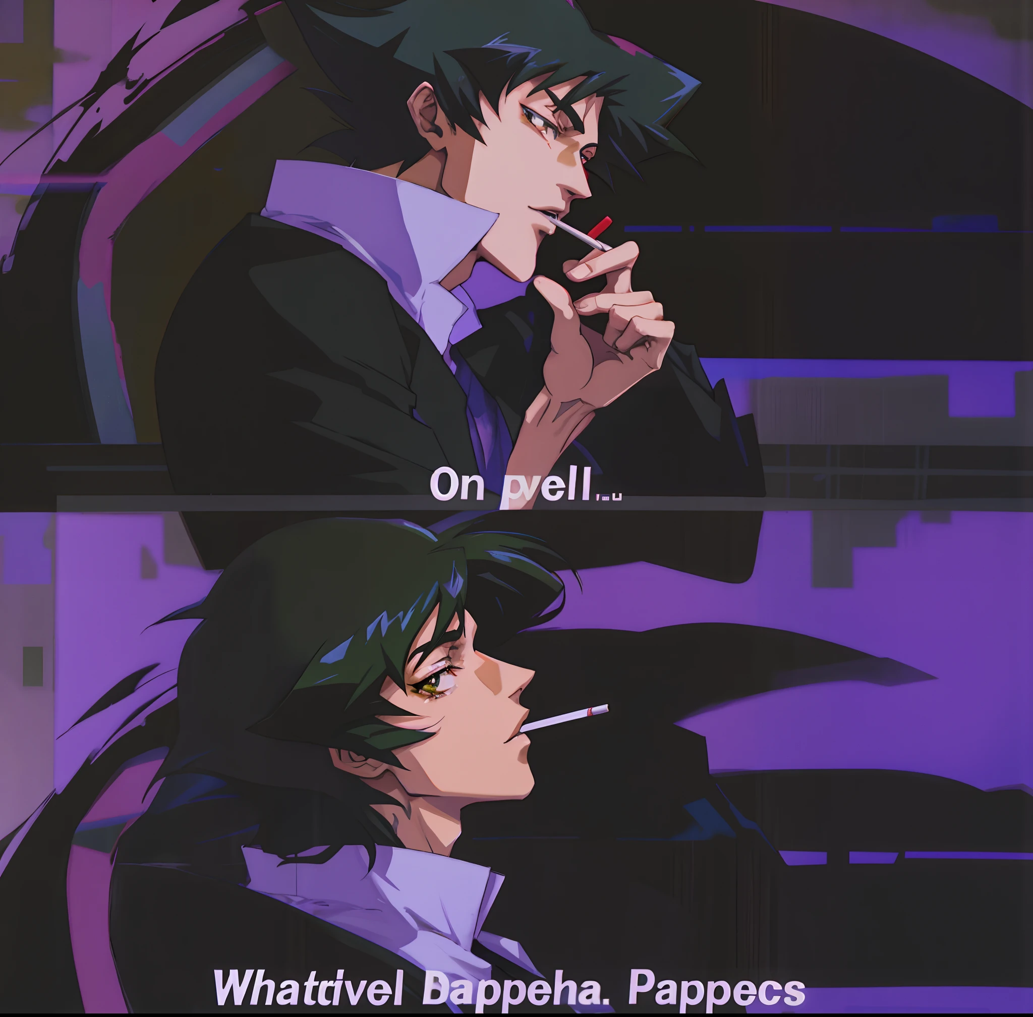 Anime guy with a cigarette, 90 Anime Aesthetics, Cowboy Bebop Anime, absurdres, high res, ultrasharp, 8K, masterpiece