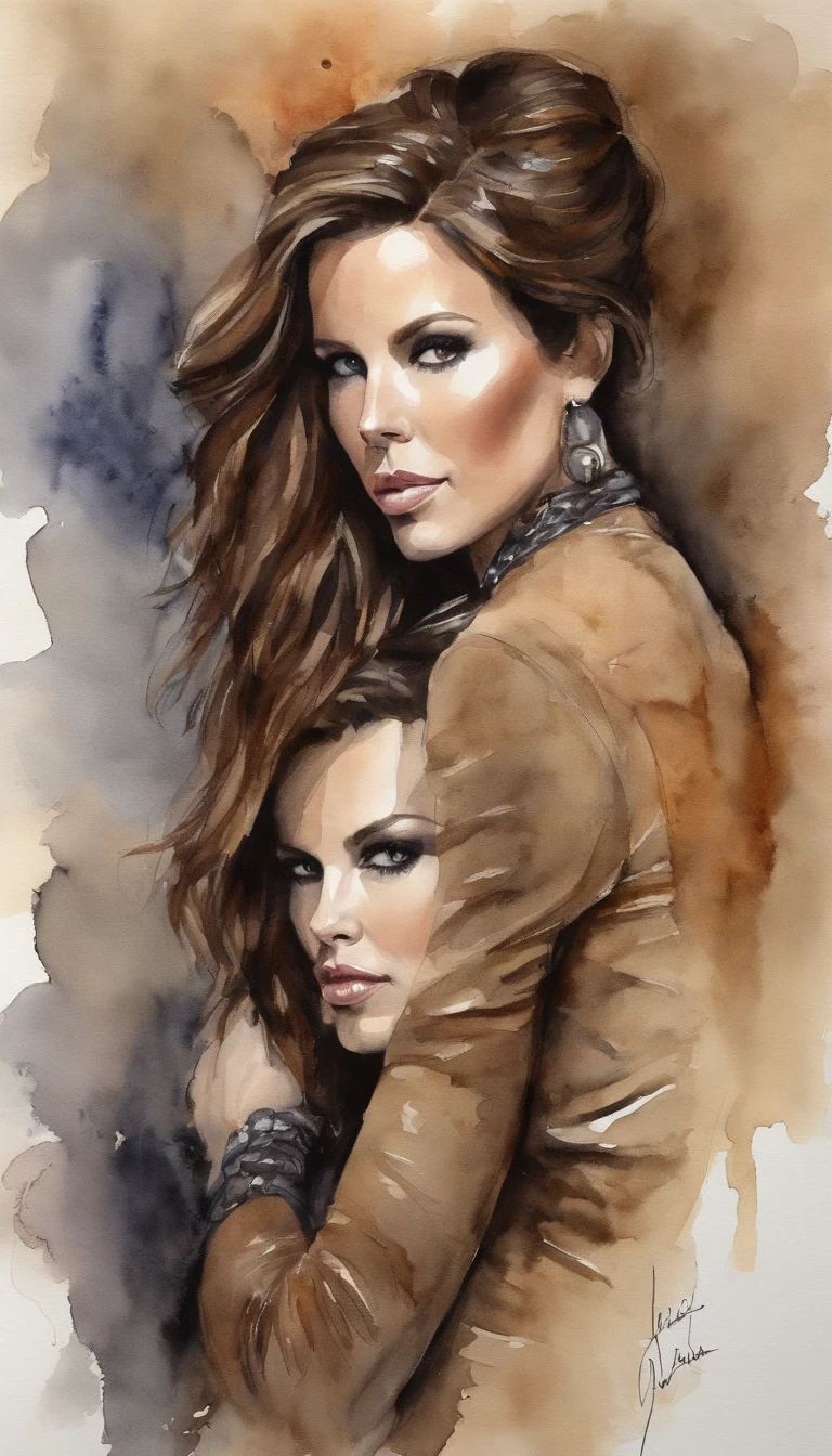 (masterpiece, best quality), Kate Beckinsale, Beautiful face, leather, braided hair, collar, boots,