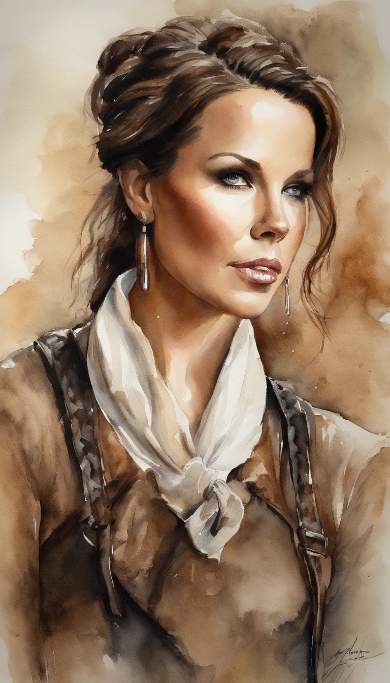 (masterpiece, best quality), Kate Beckinsale, Beautiful face, leather, braided hair, collar, boots,