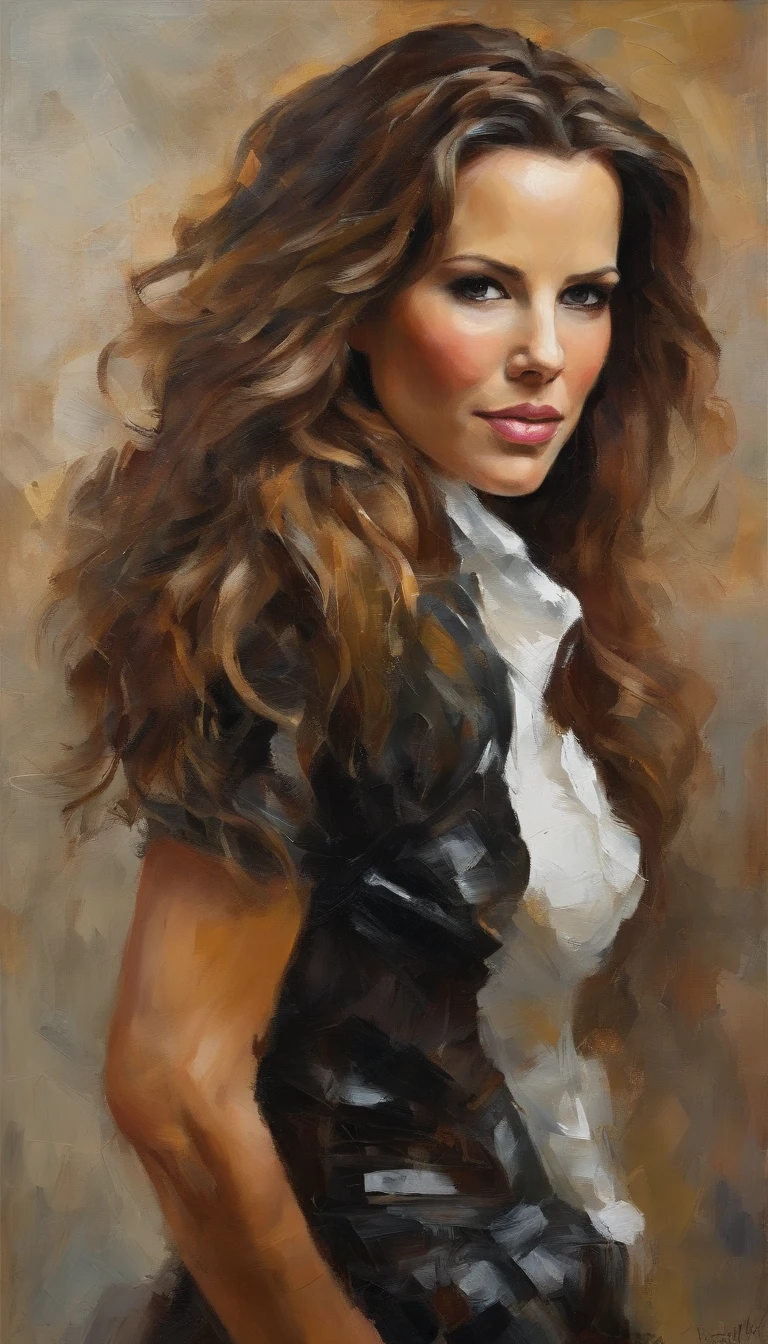 (masterpiece, best quality), Kate Beckinsale, Beautiful face, leather, braided hair, collar, boots,