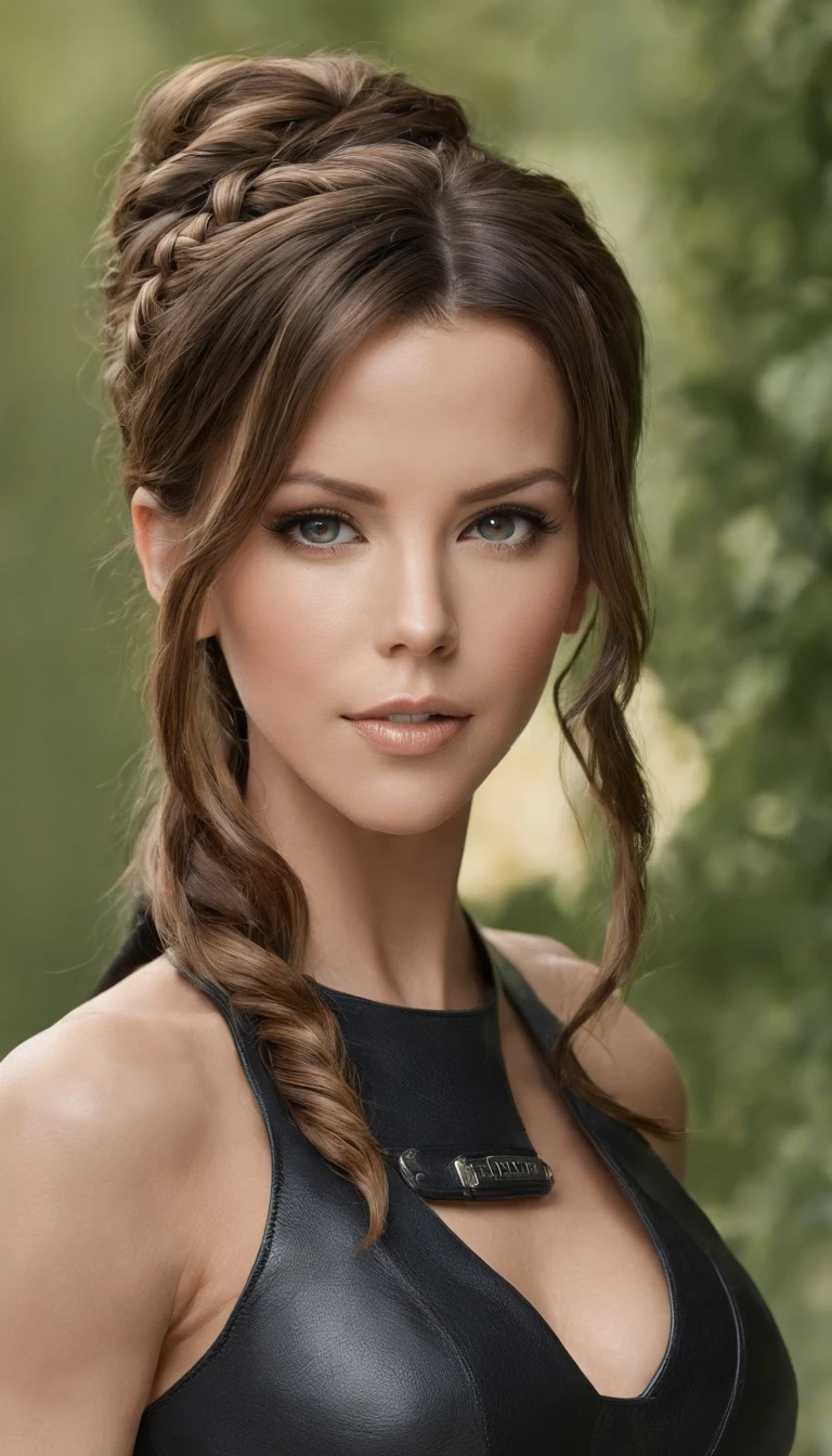 (masterpiece, best quality), Kate Beckinsale, Beautiful face, leather, braided hair, collar, boots,