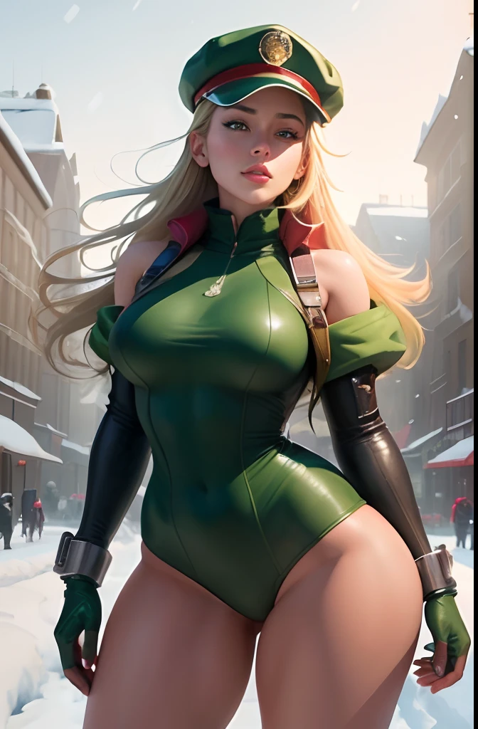 a woman in a green bodysuit and red hat standing in the snow, cammy, extremely detailed artgerm, cutesexyrobutts, style artgerm, artgerm style, ig model | artgerm, in the style artgerm, :: rossdraws, rossdraws and jazza, thicc, artgerm and rossdraws