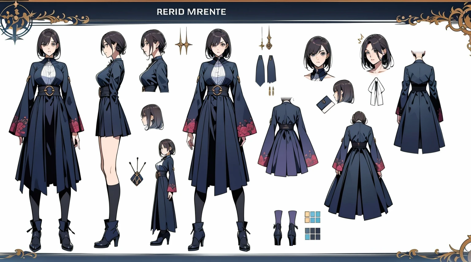 Female original character action reference sheet adoptable,