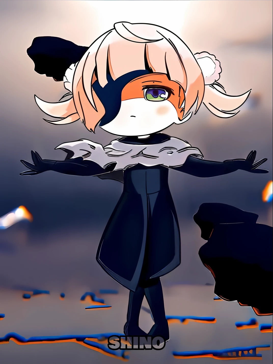 Garota anime com cabelo loiro e roupa preta na frente de um gato, protagonista feminina 👀 :8, anime estilizado, estilo anime. 8k, em estilo de cytus e deemo, anime estilizado, 2b, 2 b, inspirado por Li Chevalier, feito com anime painter studio, , Gatilho Estilo de Arte de Anime, Arte Oficial