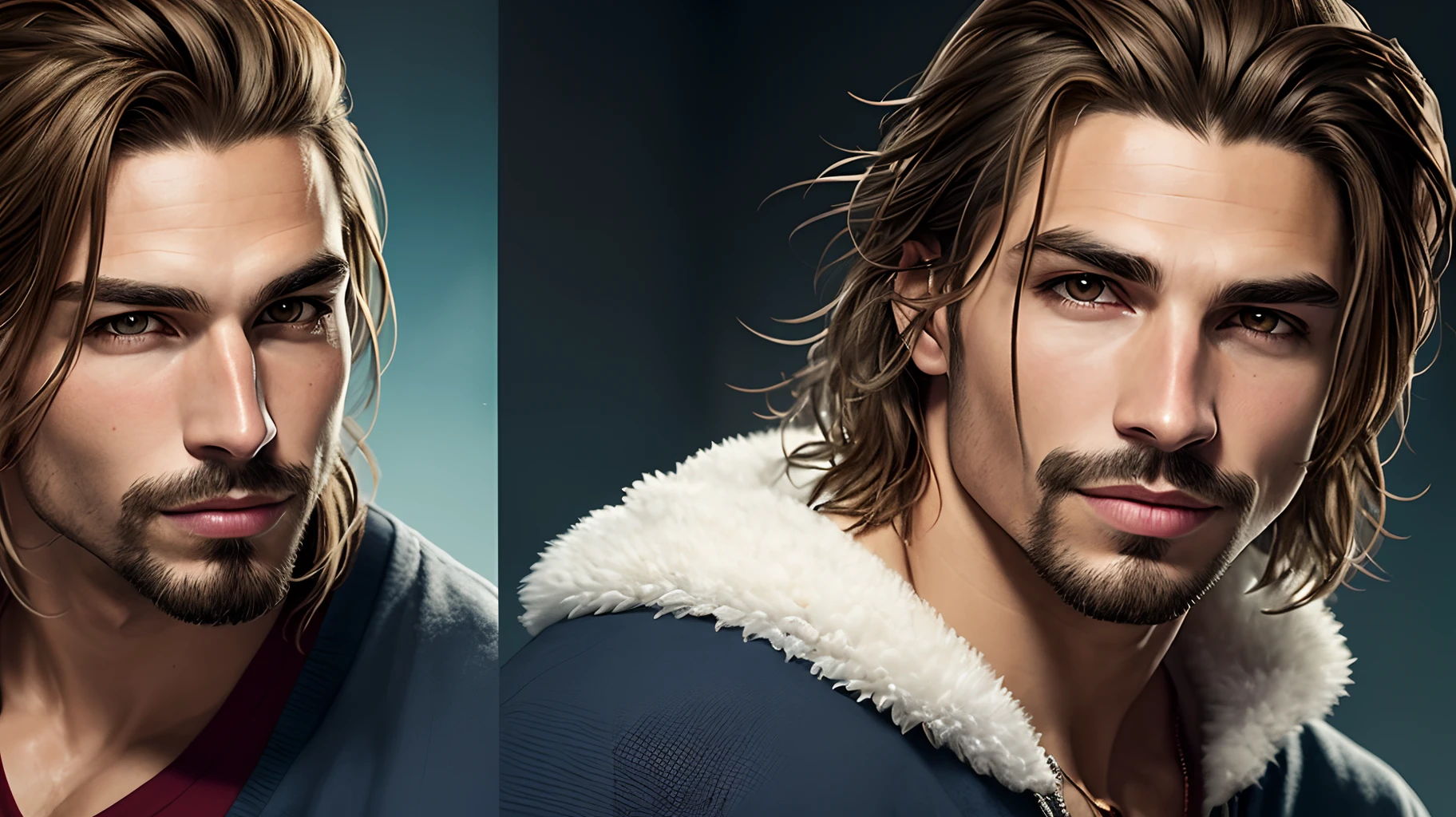 Retrato de um homem personagem da Disney  homem moreno olhos castanho com cabelo castanho crespo com uma pinta ao lado direito dos labios