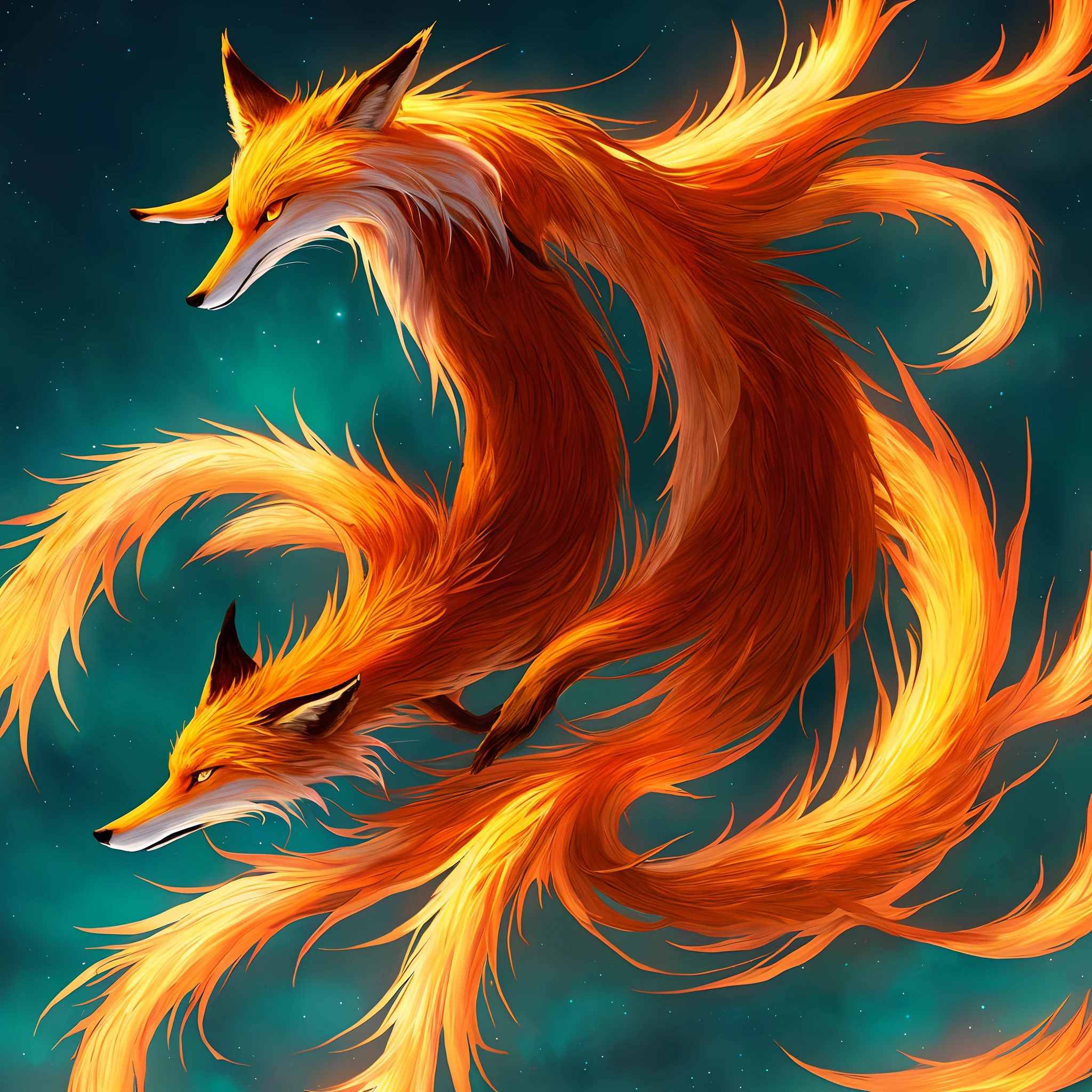 Naked nine tailed fox