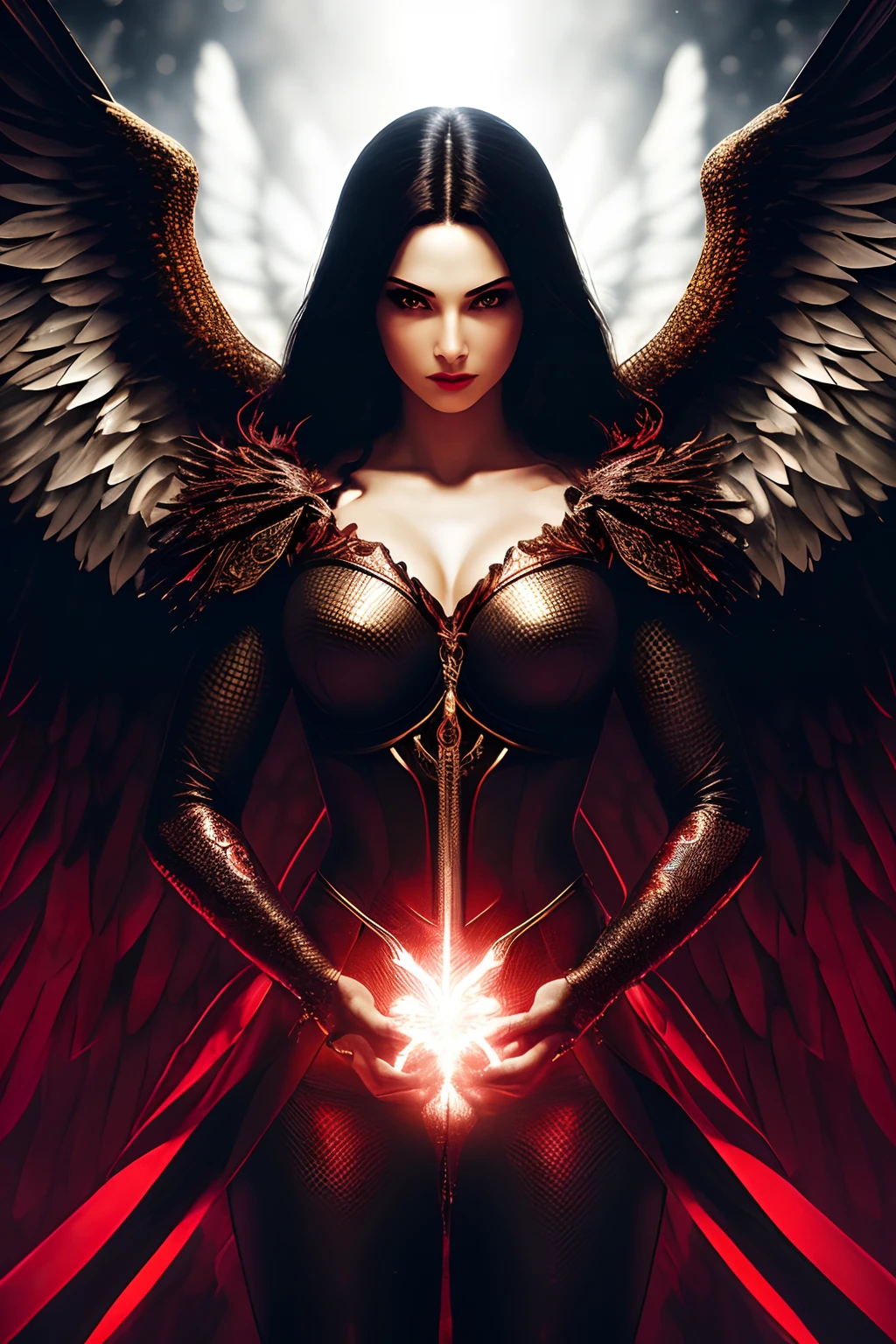 (papel de parede 8k extremamente detalhado), An average photo of female angel necromancer, intrincado, alto detalhe, Dramatic