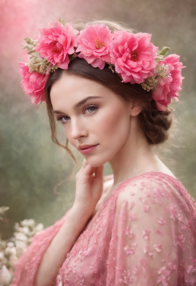A vibrant pink boho floral digital backdrop, with a soft, drA vibrant pink boho floral digital backdrop, with a soft, dreamy overlay of studio lighting.eamy overlay of studio lighting.