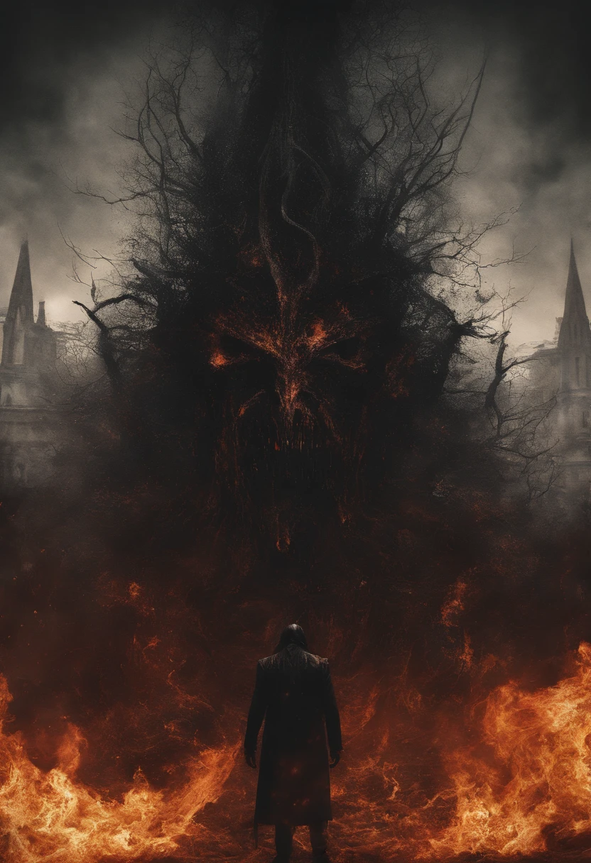 (best quality,4k,8k,highres,masterpiece:1.2),ultra-detailed,(realistic,photorealistic,photo-realistic:1.37),hellish plane,demon of fire and fire elementals,consuming souls of the dead,blood-soaked surroundings,burning flames,ominous atmosphere,dark shadows,tortured souls,suffocating heat,intense red and orange colors,fiery aura,smoke and ashes,writhing figures,malevolent eyes.