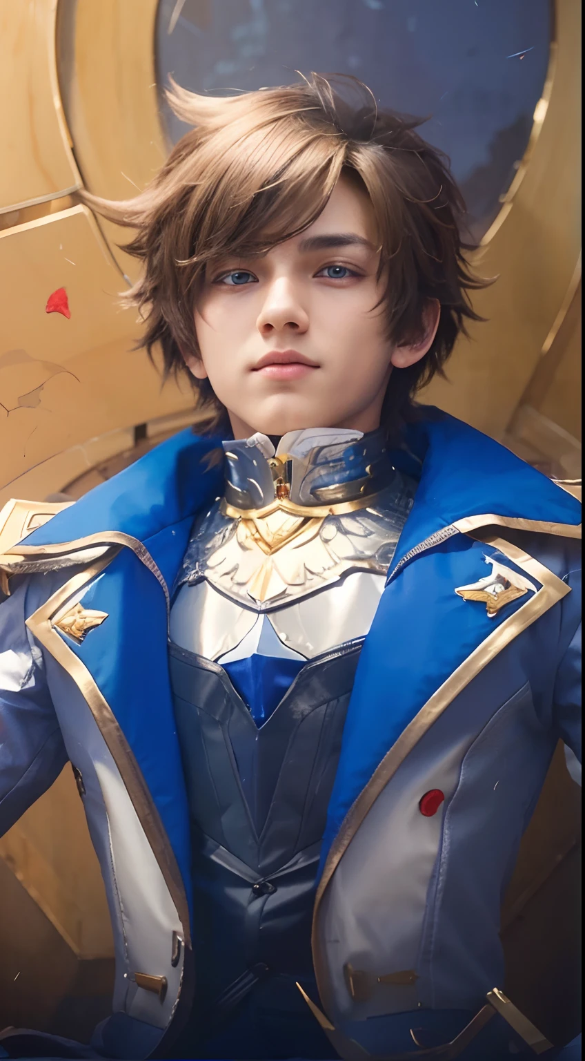 Anime style, (absurdres, highres, ultra detailed, HDR), masterpiece, best quality, mobile legends character, handsome young boy, short hair, handsome face, anime eyes, detailed interior, detailed character