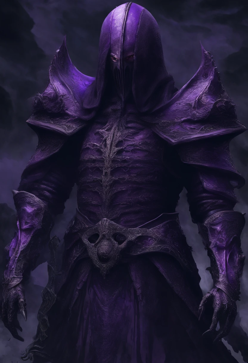 purple knight with octopus tentacles in his mouth and a helmet, concept art by Todd Lockwood, zbrush central contest winner, fantasy art, illithid, purple armor, slaanesh, sleek purple armor, mindflayer, portrait of a mind flayer, wearing dark purple armor, ilithid, mind flayer, ilithid mind flayer