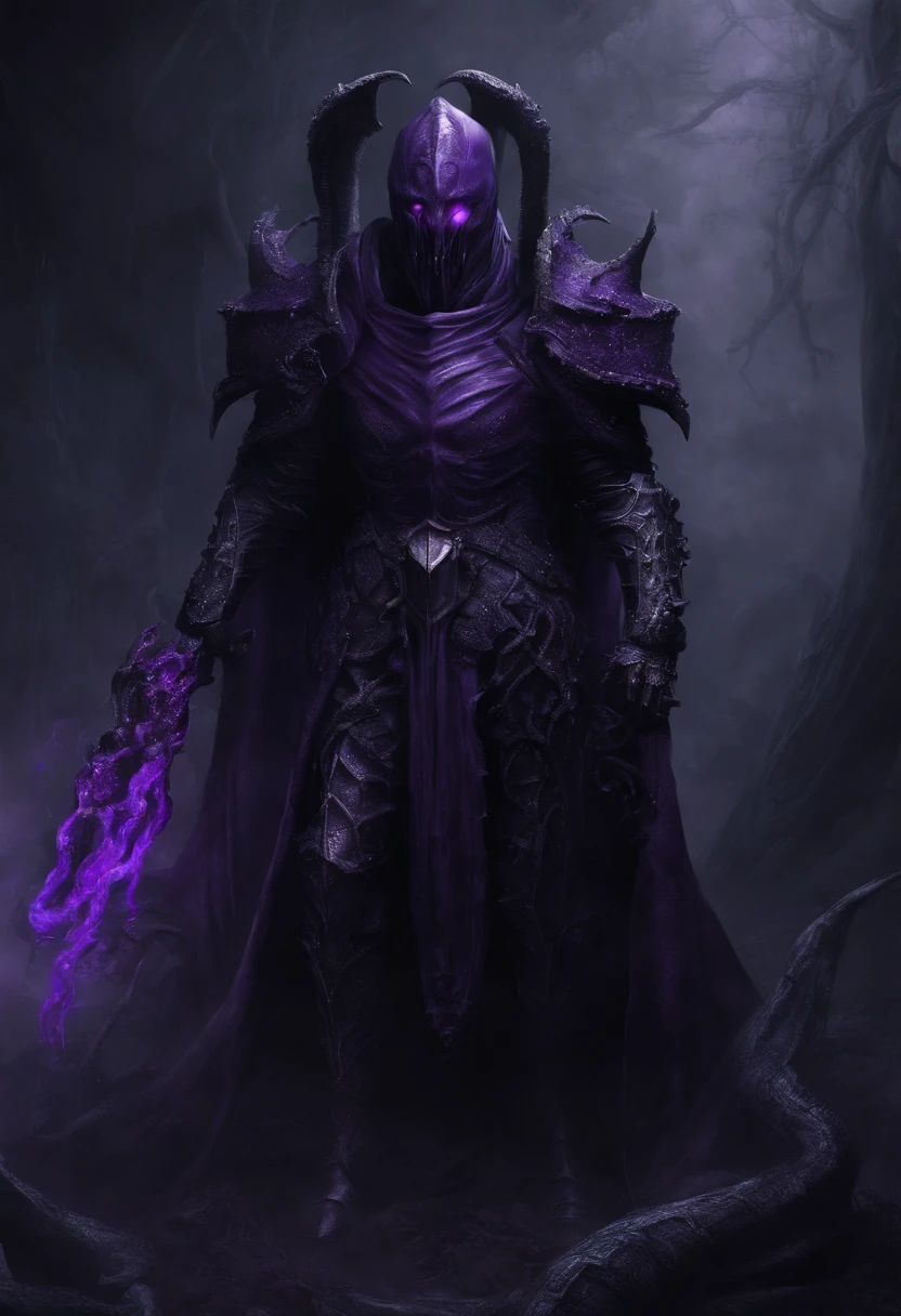 purple knight with octopus tentacles in his mouth and a helmet, concept art by Todd Lockwood, zbrush central contest winner, fantasy art, illithid, purple armor, slaanesh, sleek purple armor, mindflayer, portrait of a mind flayer, wearing dark purple armor, ilithid, mind flayer, ilithid mind flayer