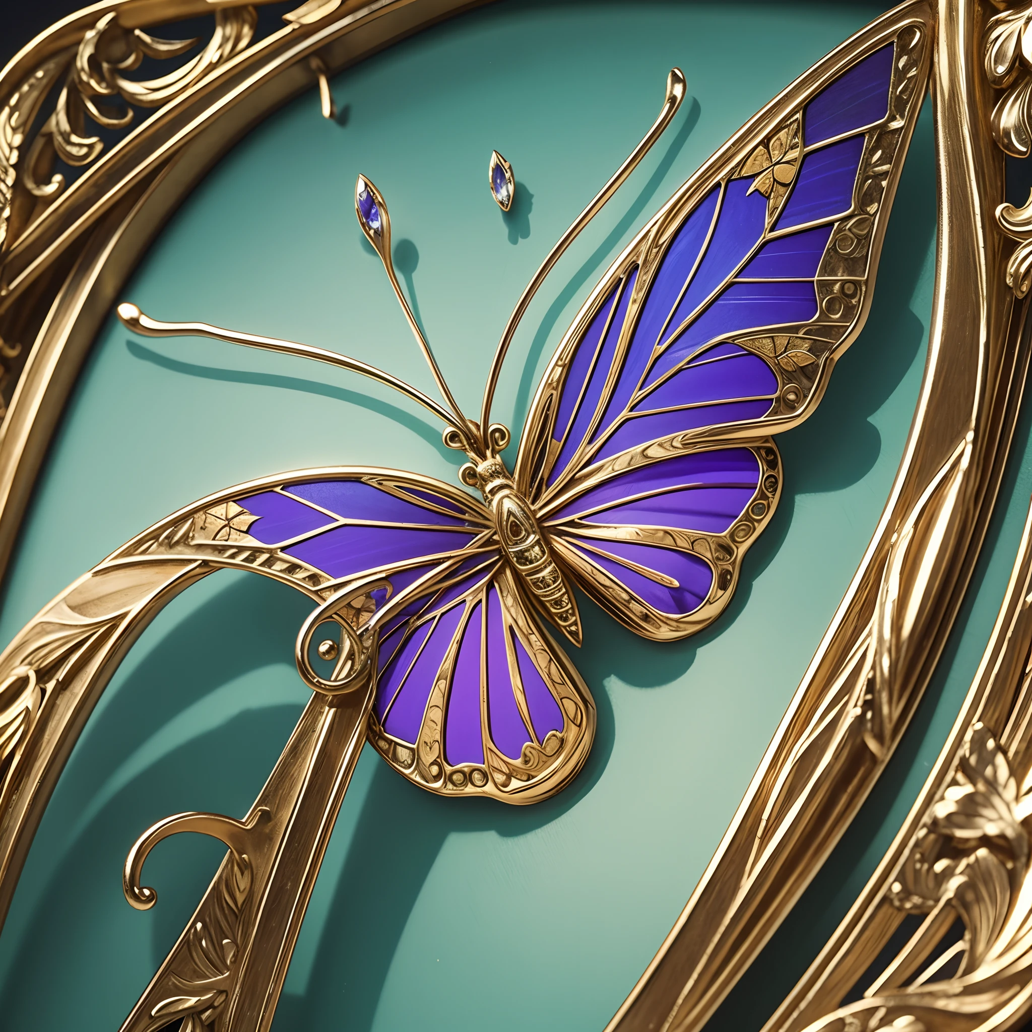 Butterfly Jewel, art nouveau style highly detailed, close up.