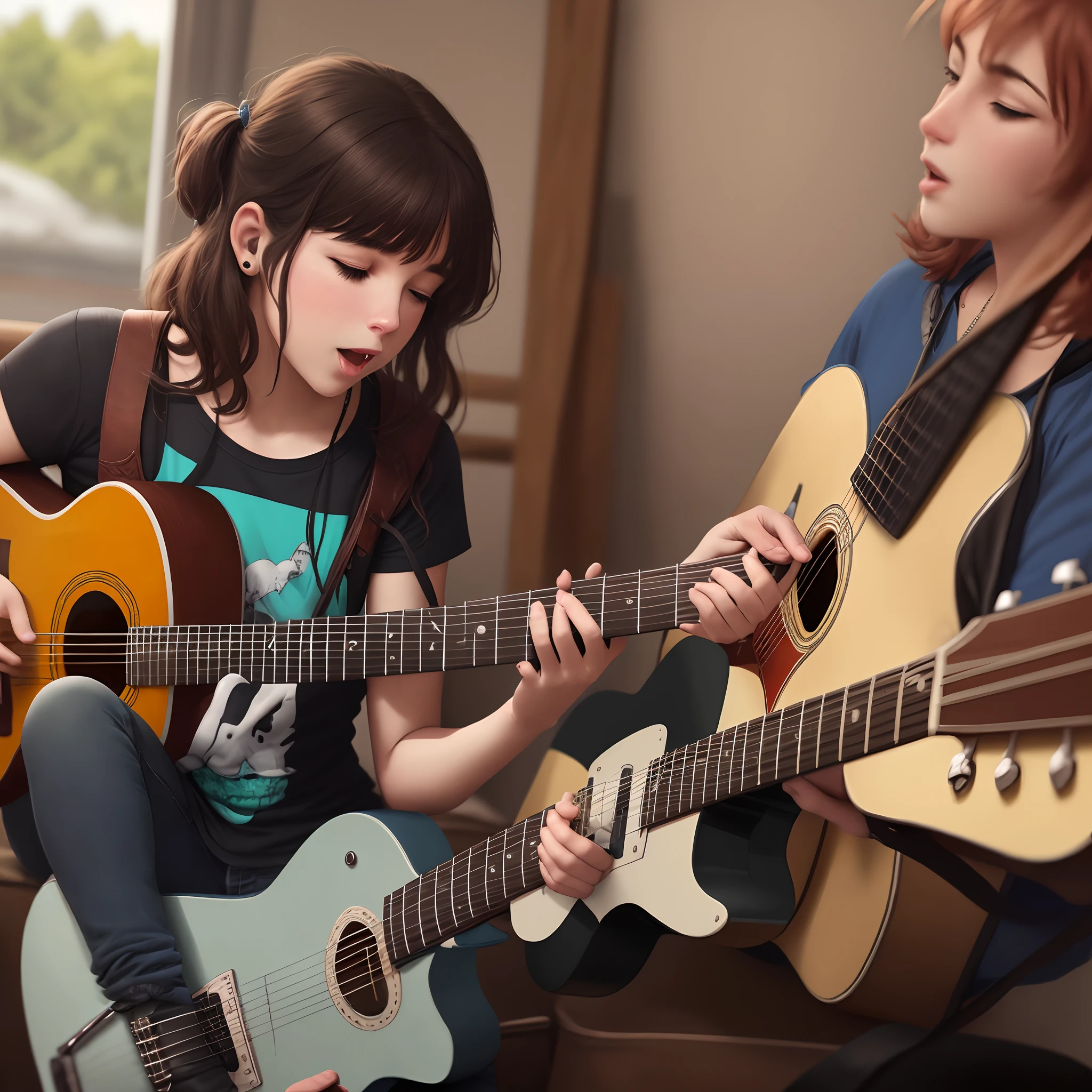 Dinossauro tocando guitarra