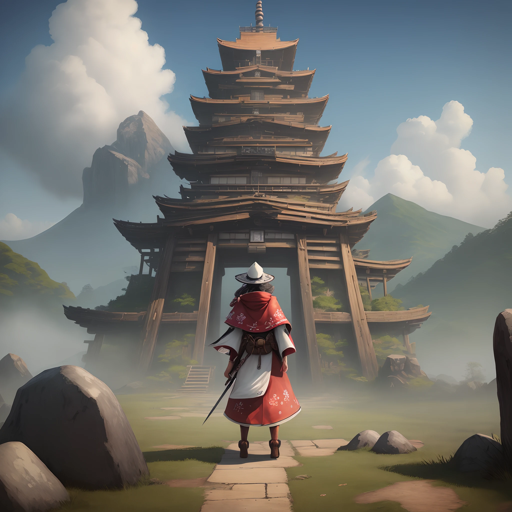 Absurd, high resolution, ultra-detailed, (1 girl:1.3), broken, design a beautiful temple scene, intricate architecture, lush gardens, and a sense of peace and spirituality. Broken, creating an image of a destructive demon with terrifying features, dark powers, and a thirst for chaos and destruction. Broken, designed with a fisheye effect image that captures a wide field of view with a unique curved viewing angle. Break to create rooftop views in urban environments with panoramic cityscapes, dramatic skylines, and a sense of elevation. Break , illustrating the tender moments between parents and children, capturing their bonds, love, and connection. Broken, using pointillism to illustrate images, carefully placed tiny dots of color to create a cohesive and visually stunning whole.