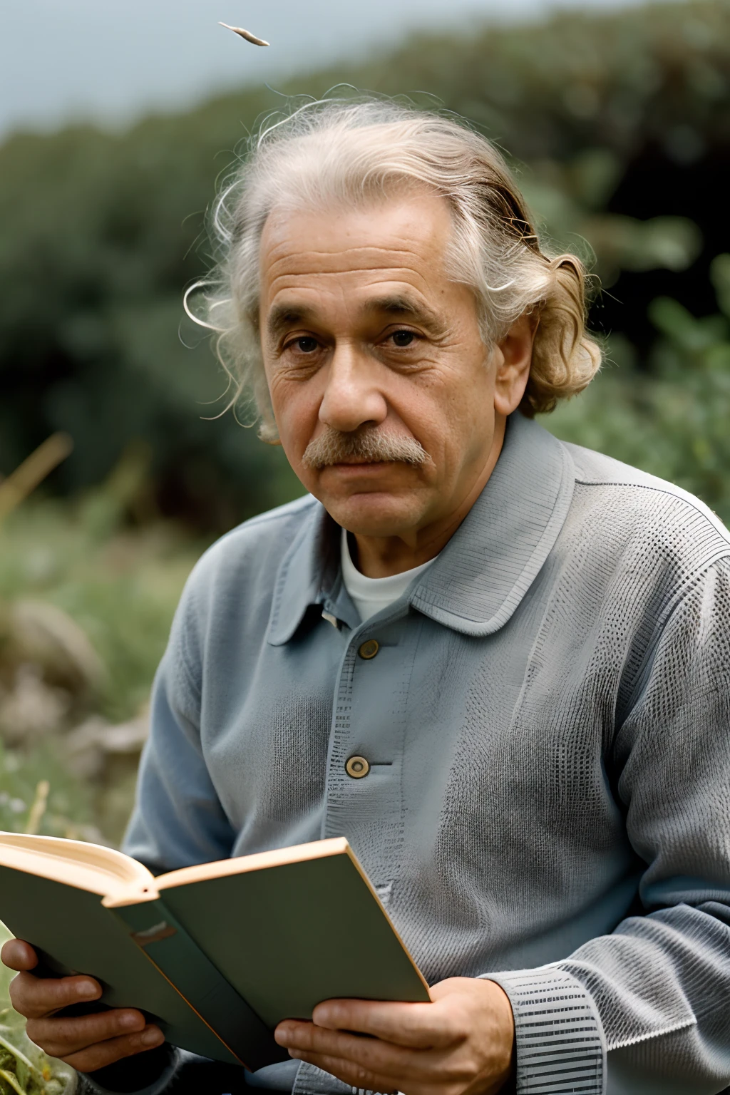 https://image.cdn2.seaart.ai/static/upload/20231112/d452c9a2-5fde-4abd-9167-e8de0f6baa2a.png Albert Einstein with wild hear is reading a book and lightning comes oout of the book.