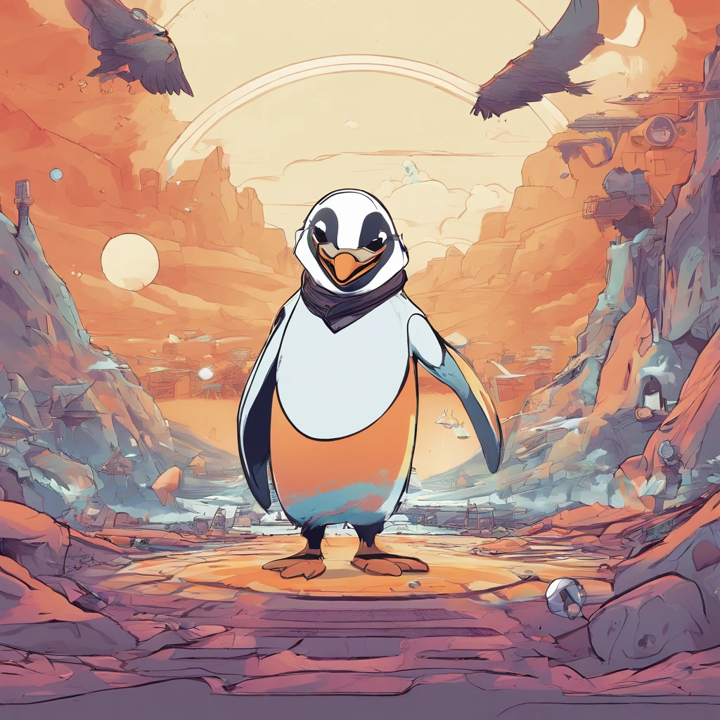 Imagine an animated avatar featuring a quirky and unique character – the Nuke Penguin. Envision a penguin with a distinct personality, dressed in futuristic, radiation-resistant gear with a touch of playful and explosive elements.

Focus on micro-details, bringing out the animated nuances of the Nuke Penguin's expression. Highlight the mischievous glint in its eyes and the anticipation in its stance as it embodies the fusion of cute and explosive.

Animate the penguin's movements, adding dynamic elements like a waddle that exudes confidence and a slightly exaggerated reaction to emphasize its explosive nature. Incorporate small details such as the fluttering of its feathers or the glow of a tiny nuclear symbol on its outfit.

Consider the background – perhaps a nuclear-themed landscape or a futuristic setting that complements the Nuke Penguin's explosive character. Infuse vibrant colors and dynamic lighting to enhance the animated avatar's overall visual impact.

This detailed prompt aims to inspire the creation of a lively and engaging animated avatar featuring the Nuke Penguin, where micro-details and playful animations bring this unique character to life in a whimsical and explosive manner.