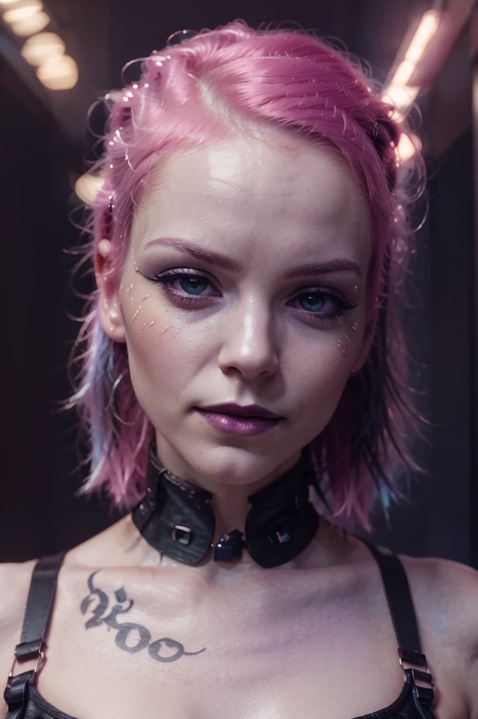 best quality, masterpiece, oral rape, upper body, woman, ruined makeup, blonde hair blown in the wind, shining eyes, steampunk nude style, thin clothes, pink clothes, pink hair, (cum on breasts:1.2)