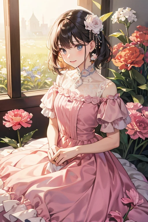 Carnation flower dress