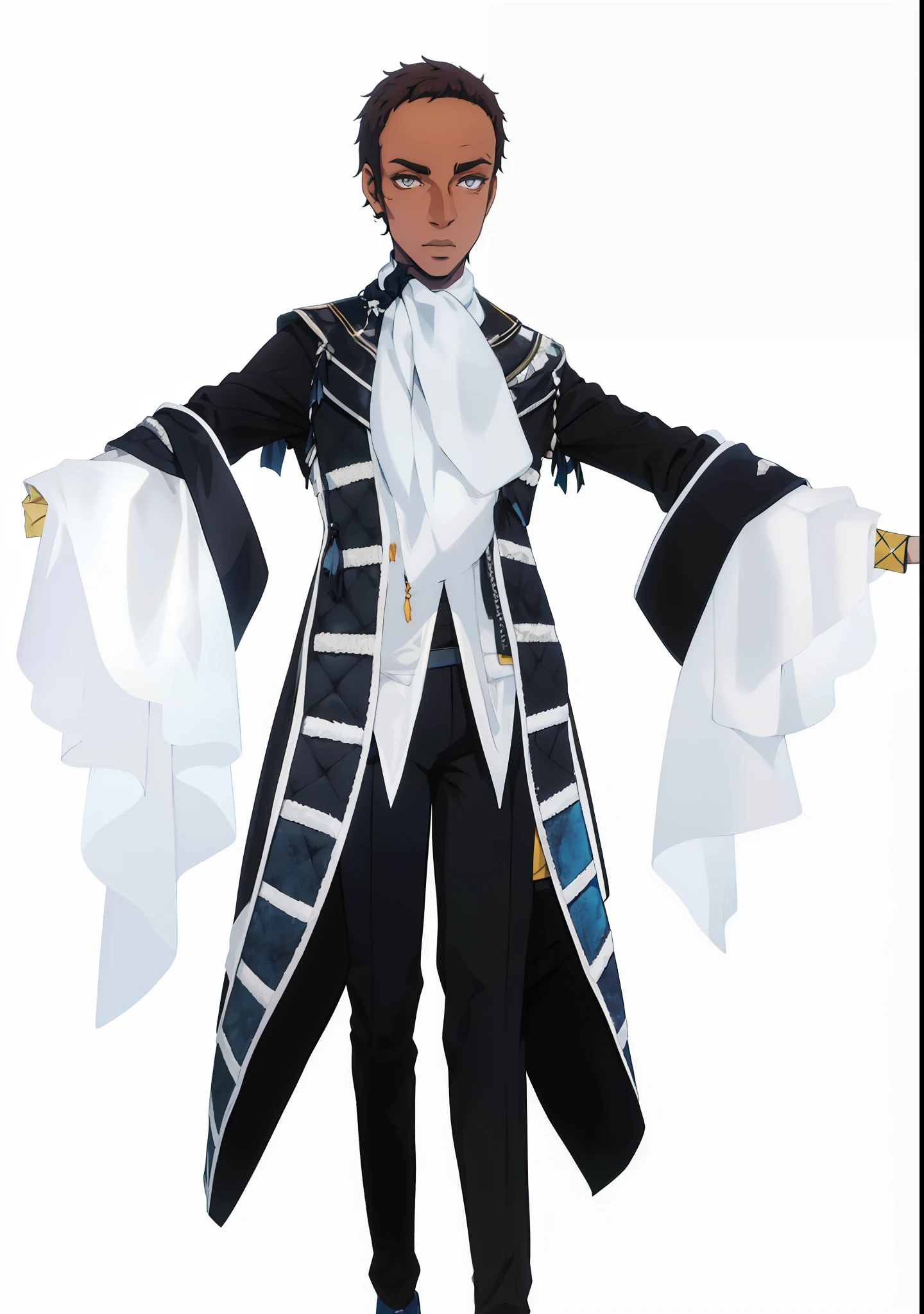 Homen ,cavaleiro , pele marrom ,olhos amarelos, Lord's Outfit Tie Scarf.