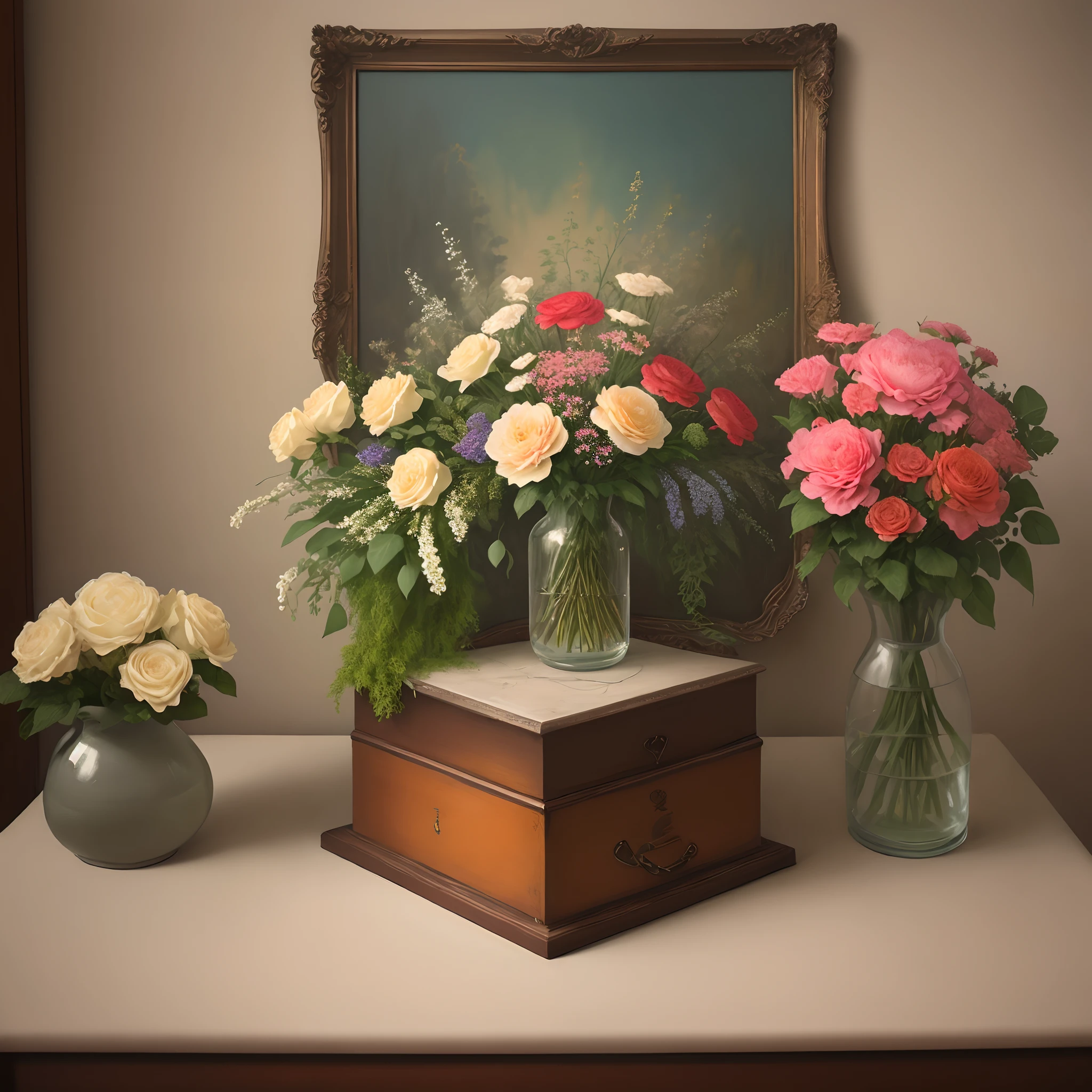 Vintage painting of flower bouquet