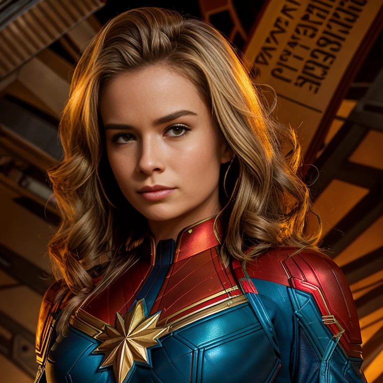 Meghan Markle, wearing Captain Marvel costume sexy clothes transparent. professionally retouched, soft lighting, realistic, smooth face, perfect eyes, sharp focus on eyes, 8 k, high definition, insanely detailed, intricate, elegant. in a natural background.