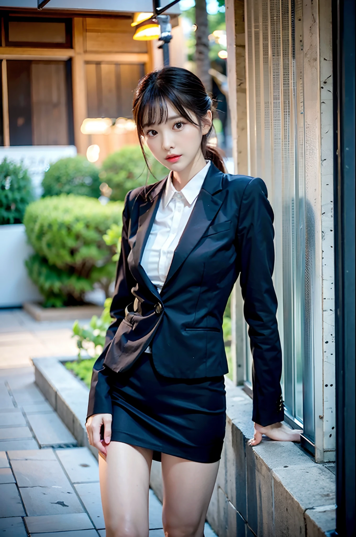 1 Girl, (Watch Viewer), (Bokeh: 1.1), Parted Lips, Expressionless, Realistic, Black Tight Mini Skirt,
business suit, OL, thin thighs, small buttocks, beautiful legs, delicate, Japan fashion model, thin face,
Best quality, (photorealistic: 1.4), ultra high resolution, big mini skirt, black suit and tie woman, suit girl, suit girl, strict business suit wearing, business suit wearing, business suit wearing, black business suit wearing, Japan woman fashion model, black business suit wearing, fashion suit wearing black suit wearing black noble suit, Business suit wearing, black slim clothes, woman posing for photo, beautiful Japan girl face, asian beautiful face, young cute one asian face, beautiful asian girl, girl cute little face, beautiful young korean woman, Japan facial features, young adorable korean face, gorgeous young korean woman, young asian girl, beautiful korean woman, Beautiful asian young woman, standing facing forward, composition visible from above knees to head, knees visible, camera gaze, standing, full body shot, hyperrealistic, front shot full body, bare feet, (face only LoRA applied, bare feet)